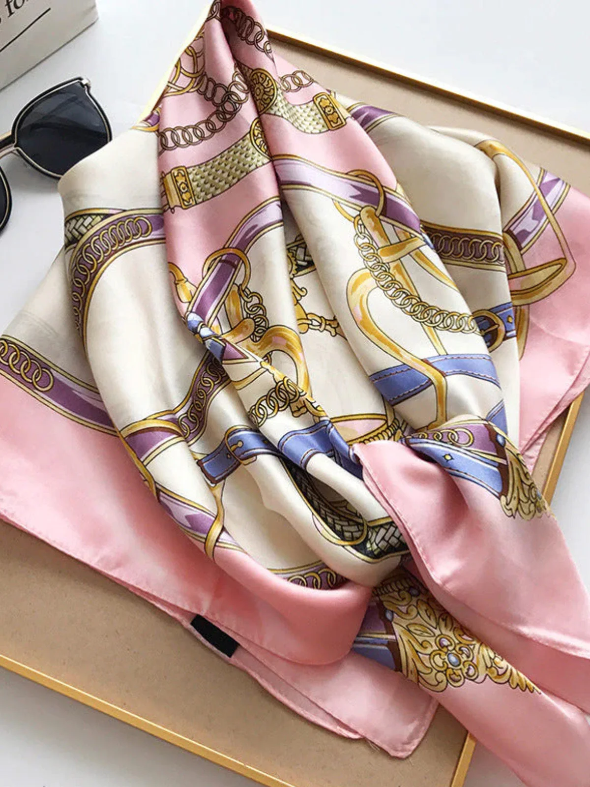 100% Mulberry Silk Printed Square Shawl Scarf 88*88cm - Image 2