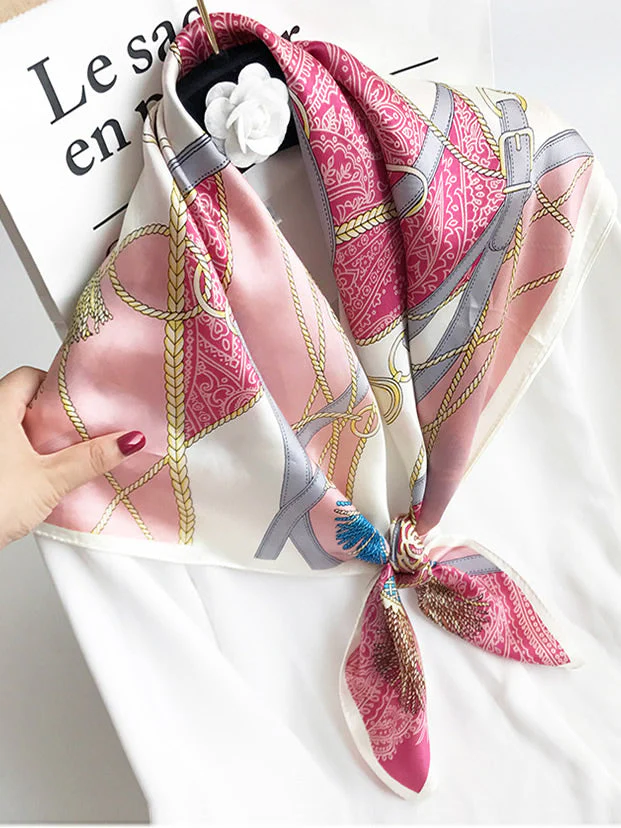 100% Mulberry Silk Printed Square Shawl Scarf size--88*88cm - Image 4