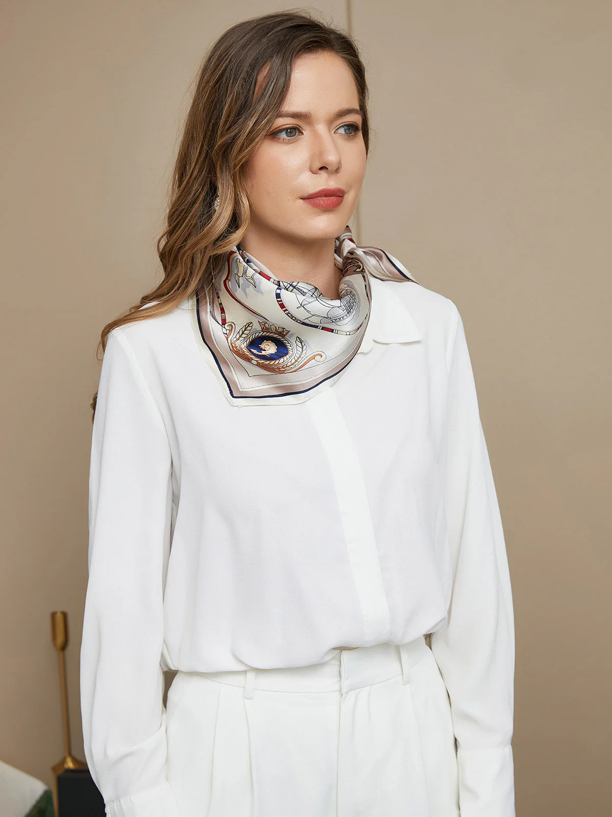 100% Mulberry Silk Printed Square Scarf 53x53cm - Image 3