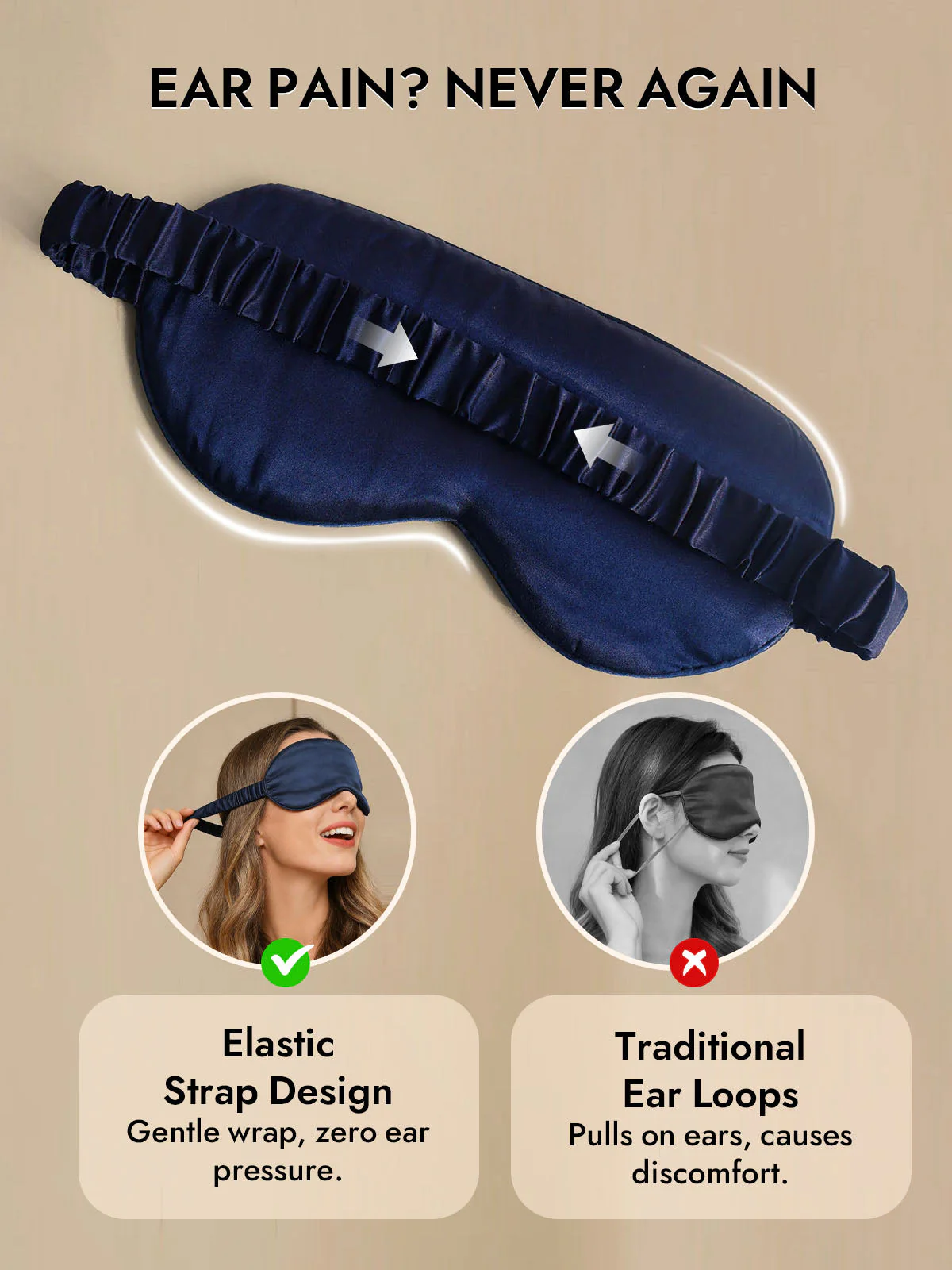 100% Mulberry Silk Sleep Eye Mask with Elastic Band - Image 6