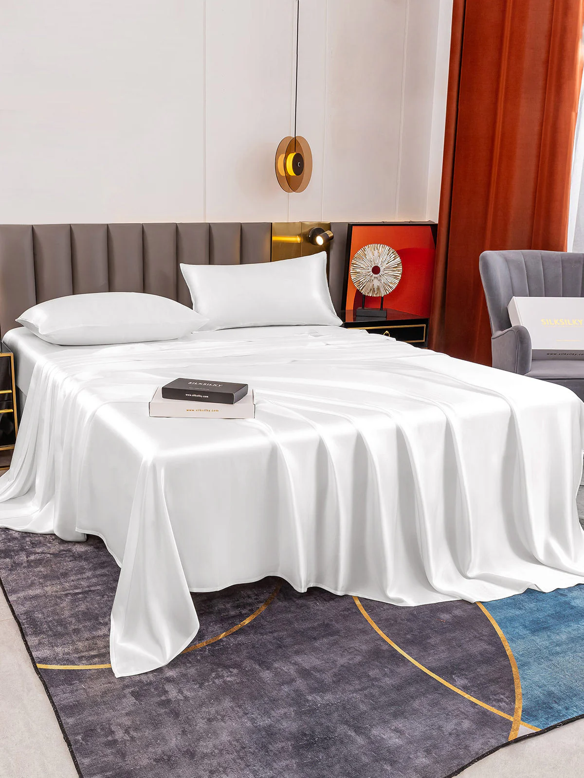 19Momme 4Pcs 100% Mulberry Silk Bedding Set Fitted&Flat Sheets+2x Pillowcases - Image 19