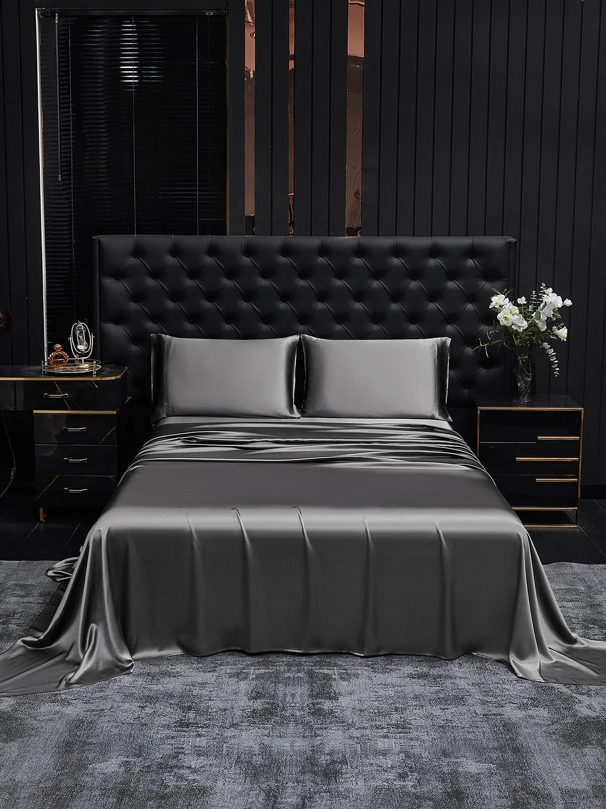 19Momme 4Pcs 100% Mulberry Silk Bedding Set Fitted&Flat Sheets+2x Pillowcases - Image 23