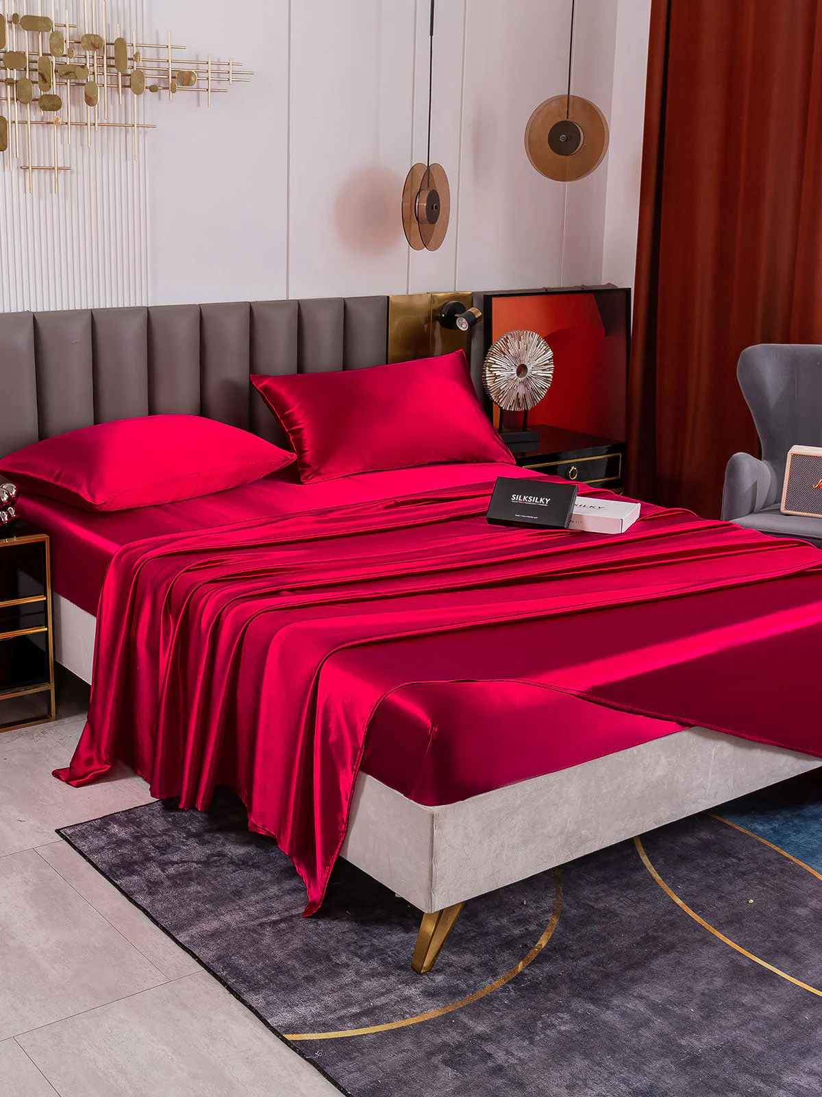 19Momme 4Pcs 100% Mulberry Silk Bedding Set Fitted&Flat Sheets+2x Pillowcases - Image 31