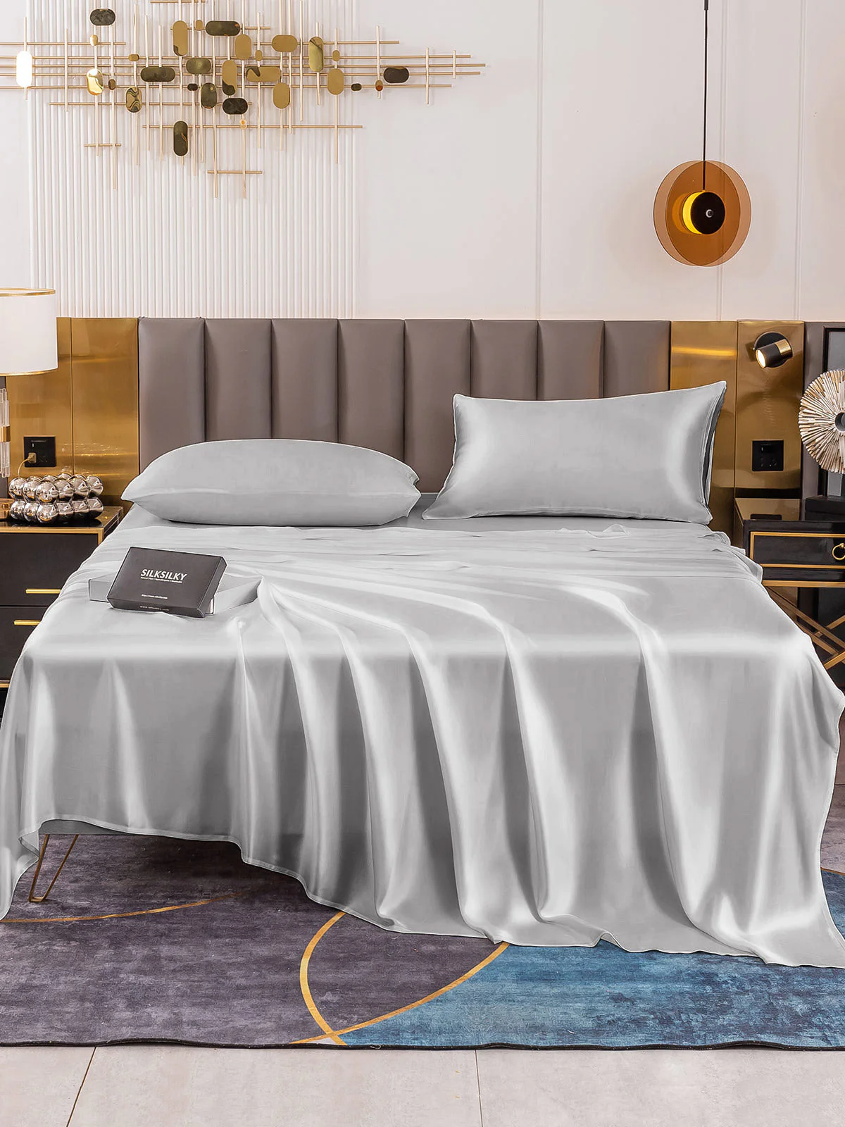 19Momme 4Pcs 100% Mulberry Silk Bedding Set Fitted&Flat Sheets+2x Pillowcases - Image 34