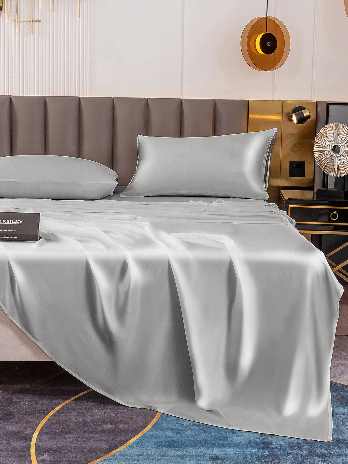 19Momme 4Pcs 100% Mulberry Silk Bedding Set Fitted&Flat Sheets+2x Pillowcases - Image 38
