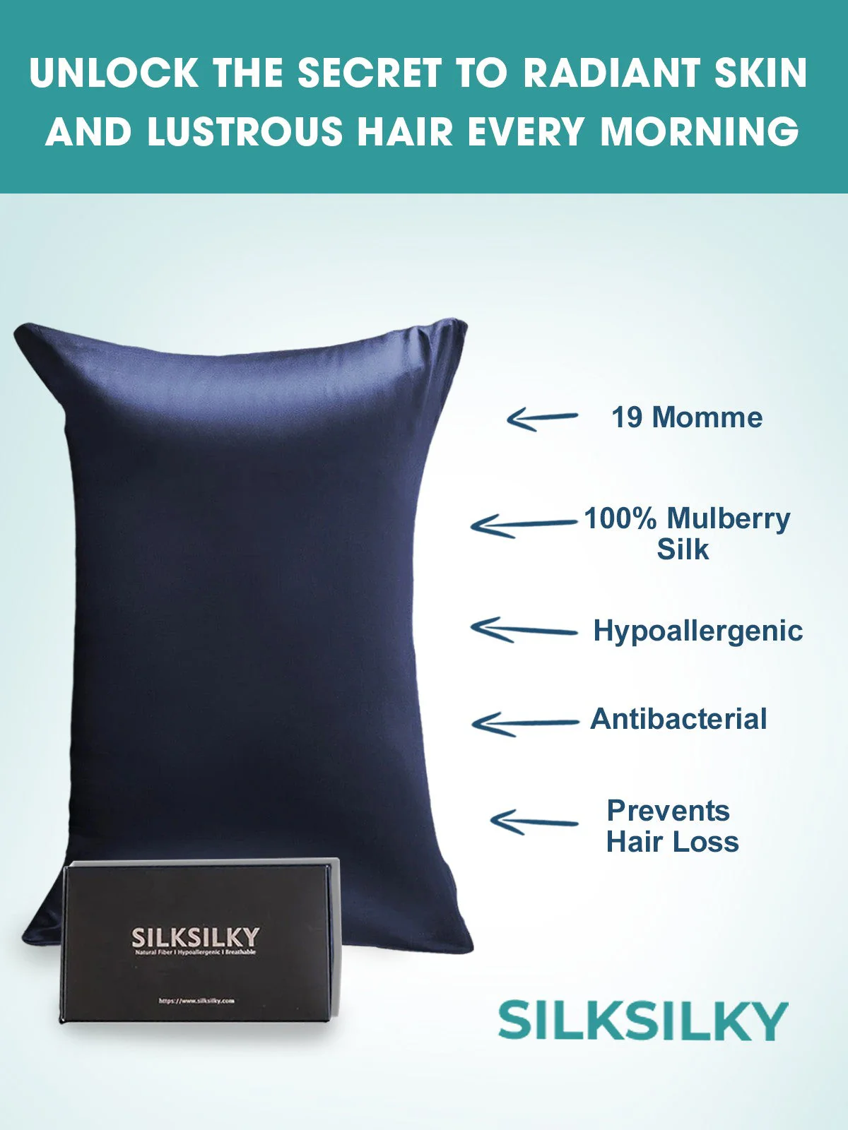 19Momme 100% Mulberry Silk Pillowcase - Hidden Zipper - Image 15