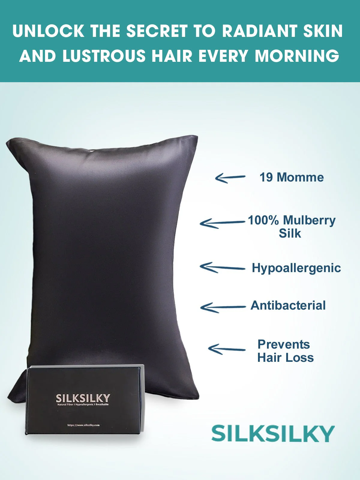 19Momme 100% Mulberry Silk Pillowcase - Hidden Zipper - Image 21