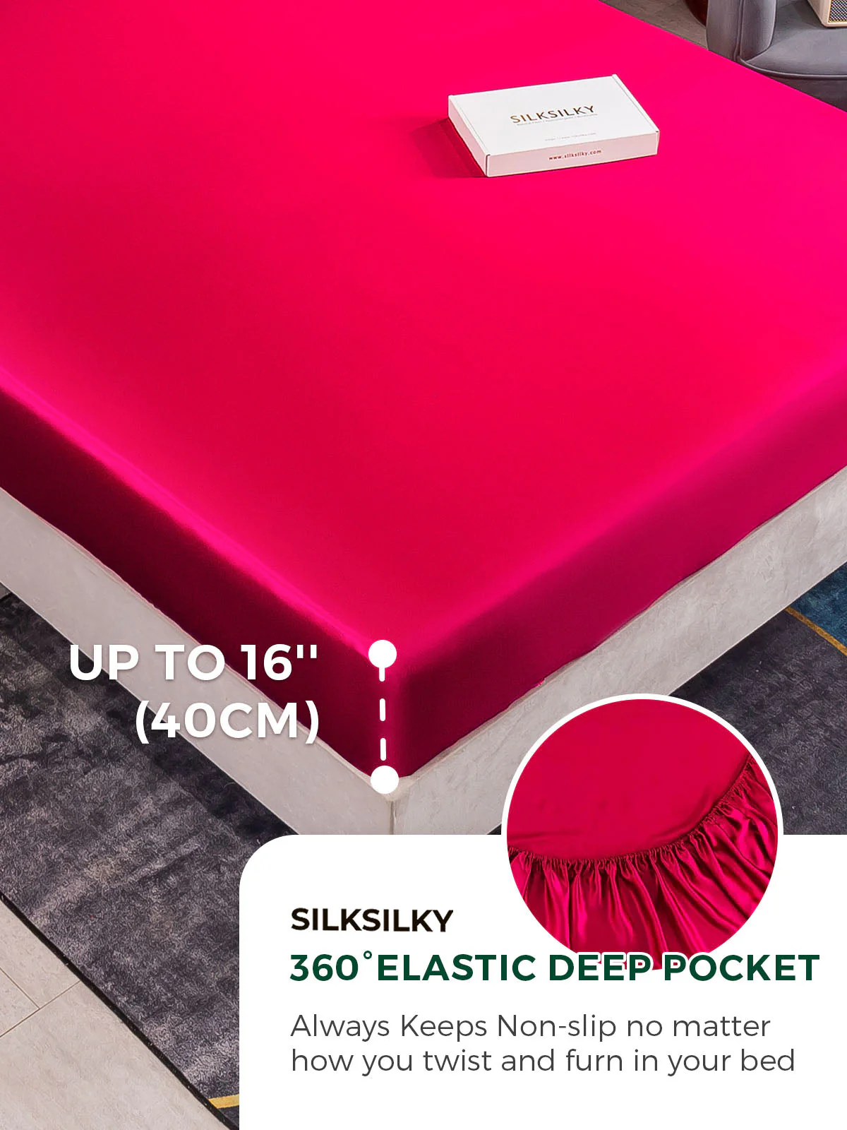 19Momme 3Pcs Silk Set Fitted Sheet+2x Pillowcases - Image 4