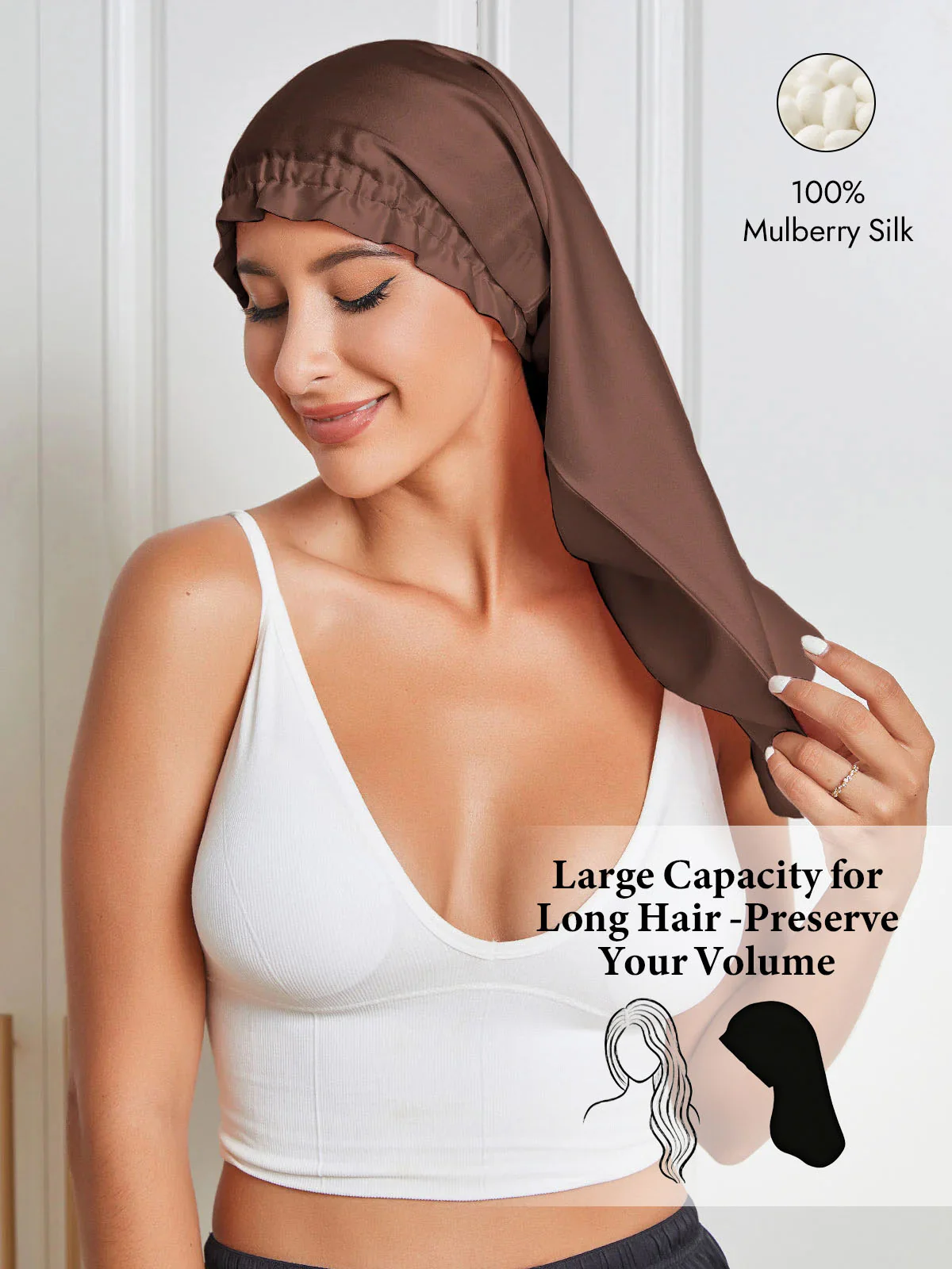 Elegant 100% Mulberry Silk Bonnet for Long Hair - Image 13