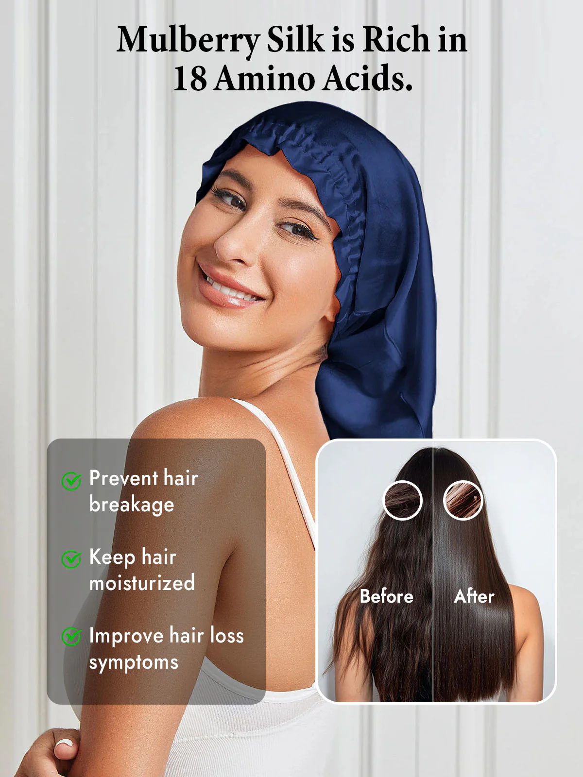 Elegant 100% Mulberry Silk Bonnet for Long Hair - Image 21