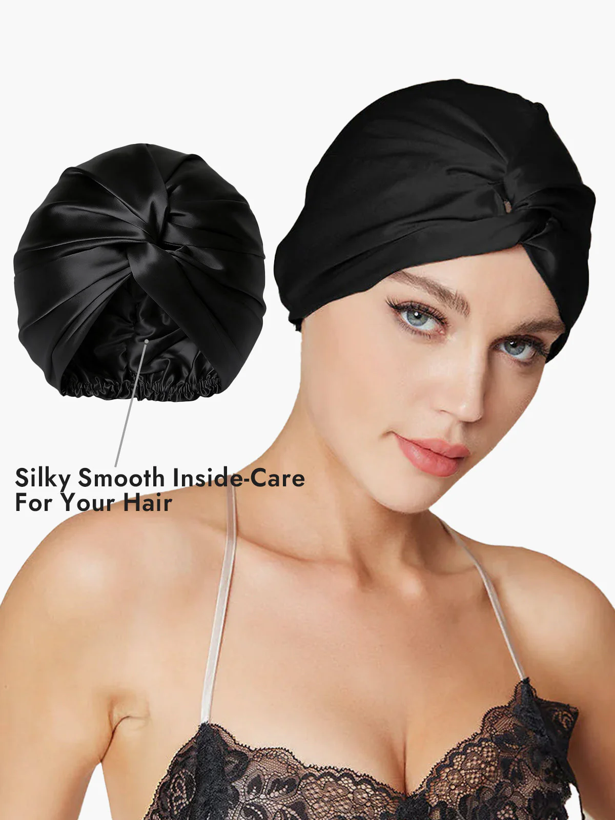 100% Mulberry Silk Turban for Sleeping Knot-Front Hair Wrap - Image 11