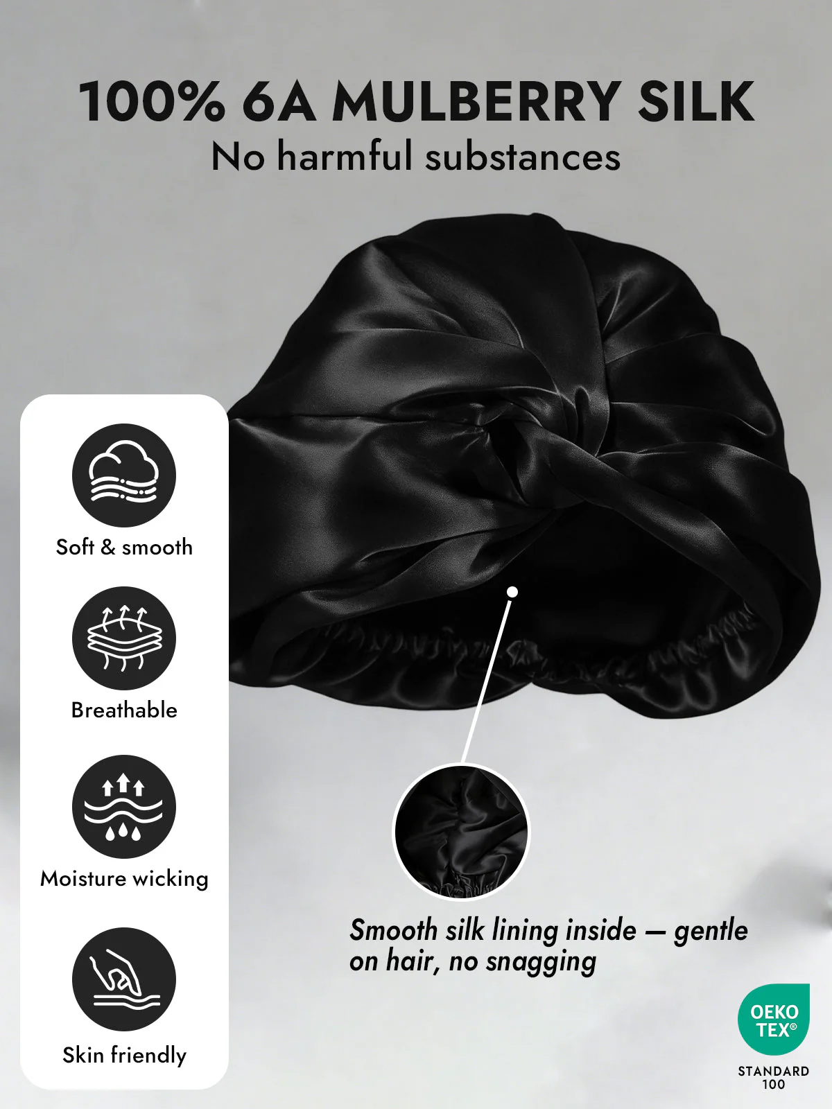 100% Mulberry Silk Turban for Sleeping Knot-Front Hair Wrap - Image 12