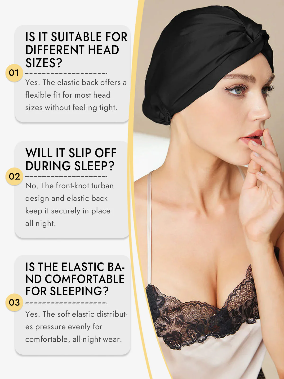 100% Mulberry Silk Turban for Sleeping Knot-Front Hair Wrap - Image 16