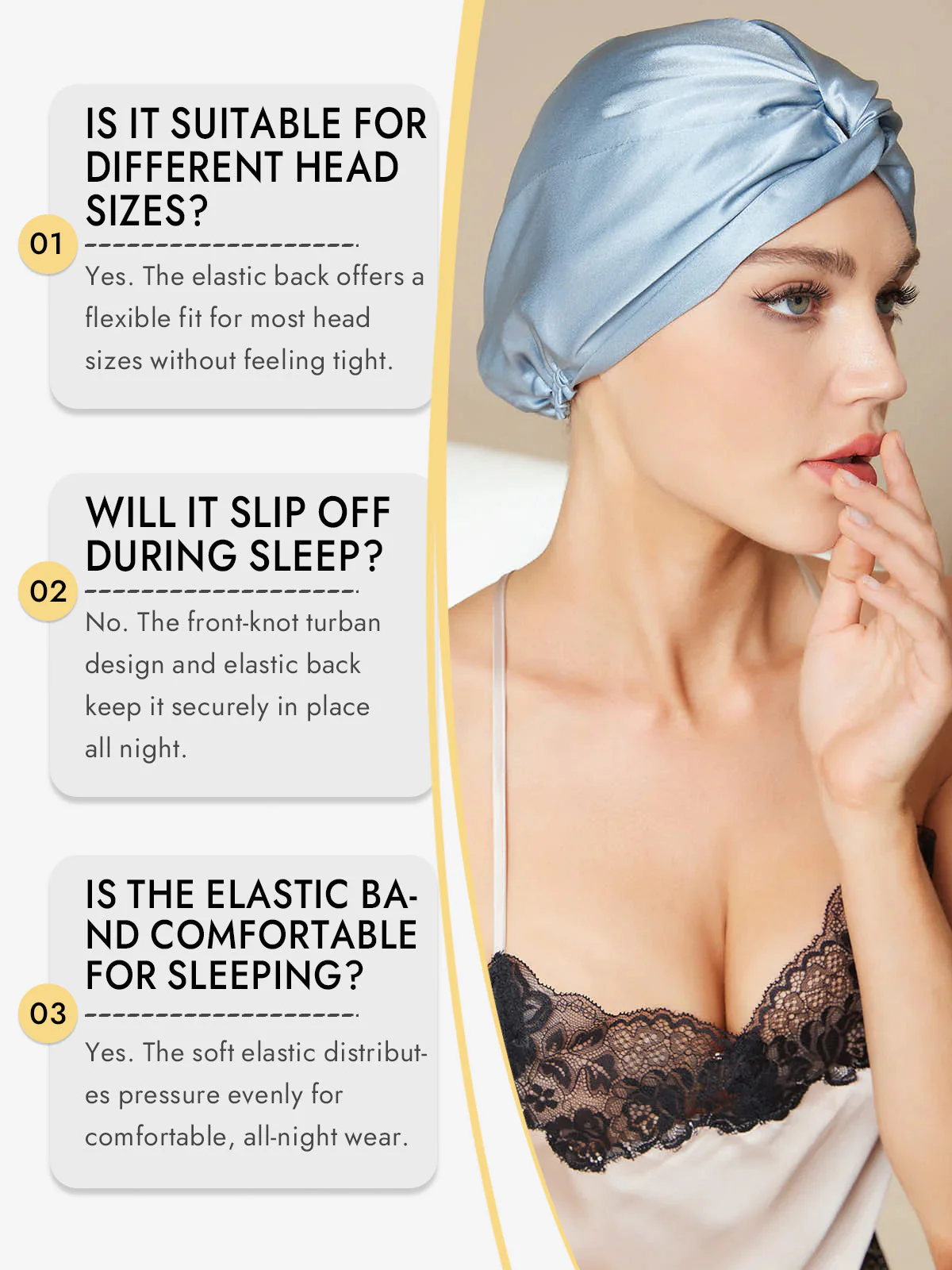 100% Mulberry Silk Turban for Sleeping Knot-Front Hair Wrap - Image 24