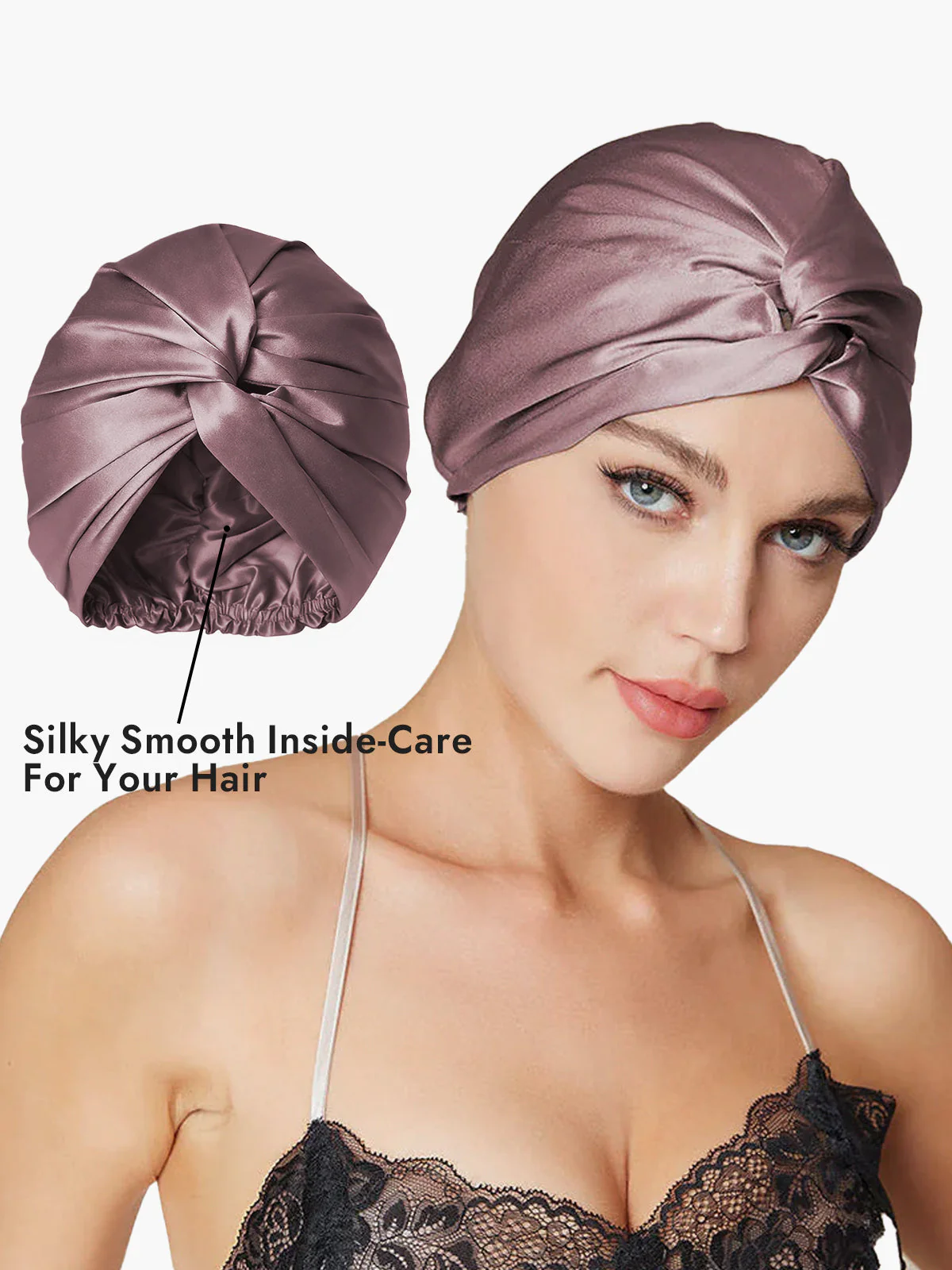 100% Mulberry Silk Turban for Sleeping Knot-Front Hair Wrap - Image 3