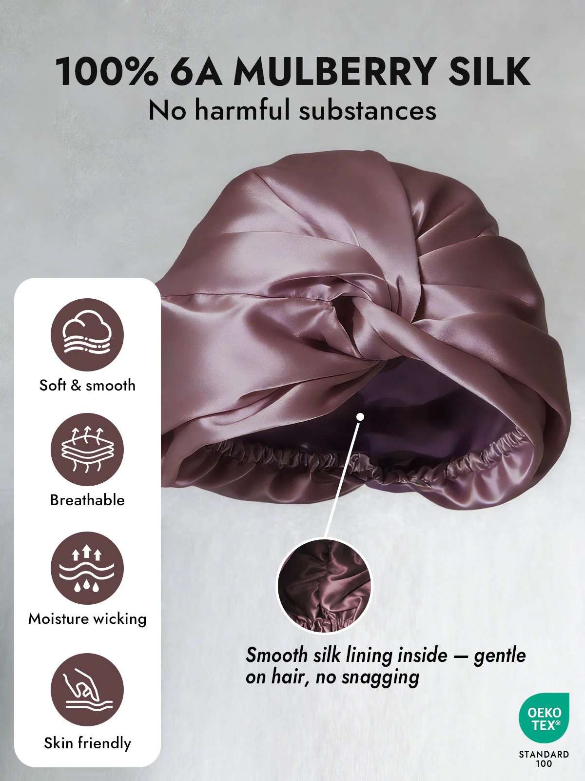 100% Mulberry Silk Turban for Sleeping Knot-Front Hair Wrap - Image 4