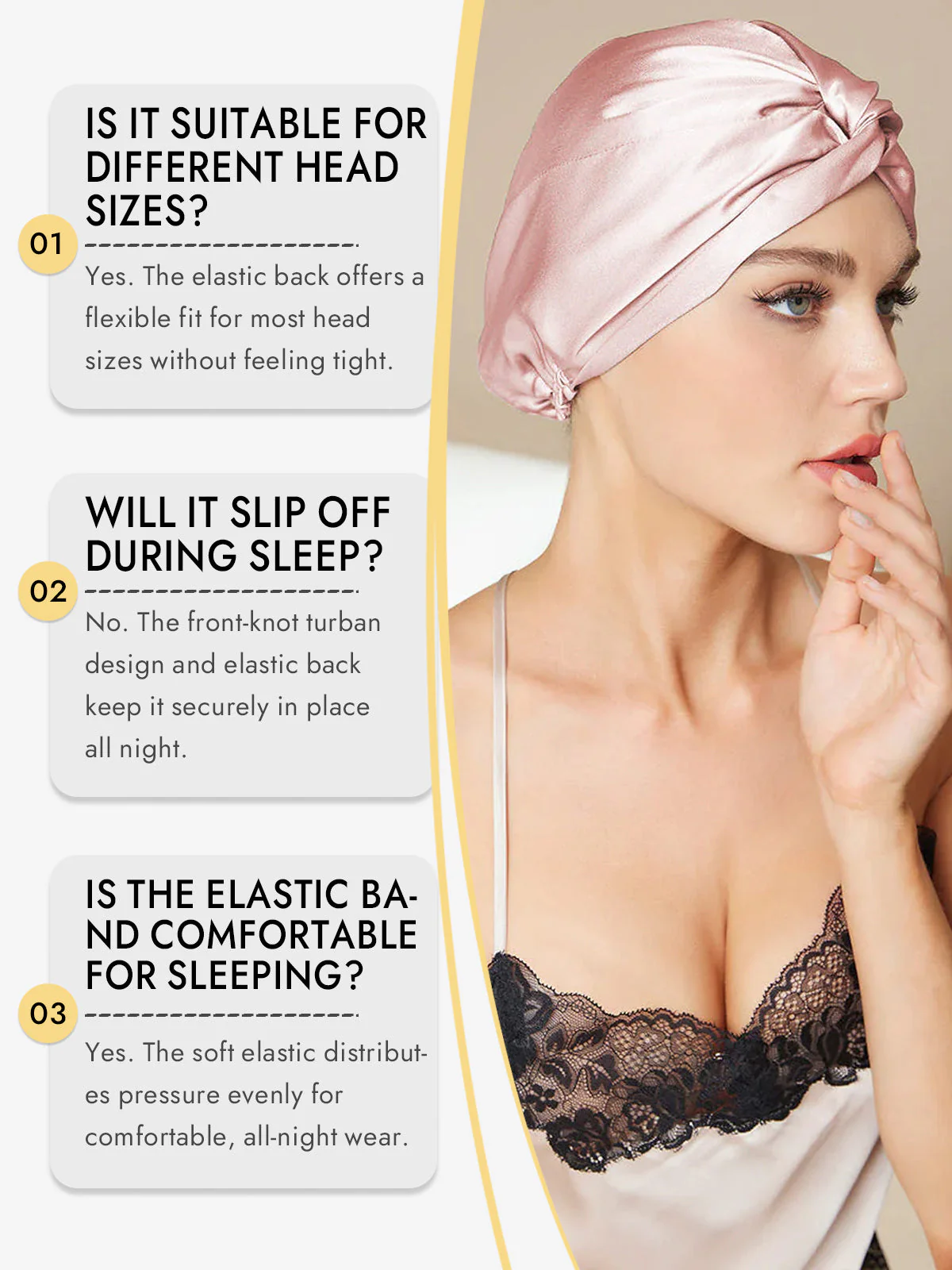 100% Mulberry Silk Turban for Sleeping Knot-Front Hair Wrap - Image 40