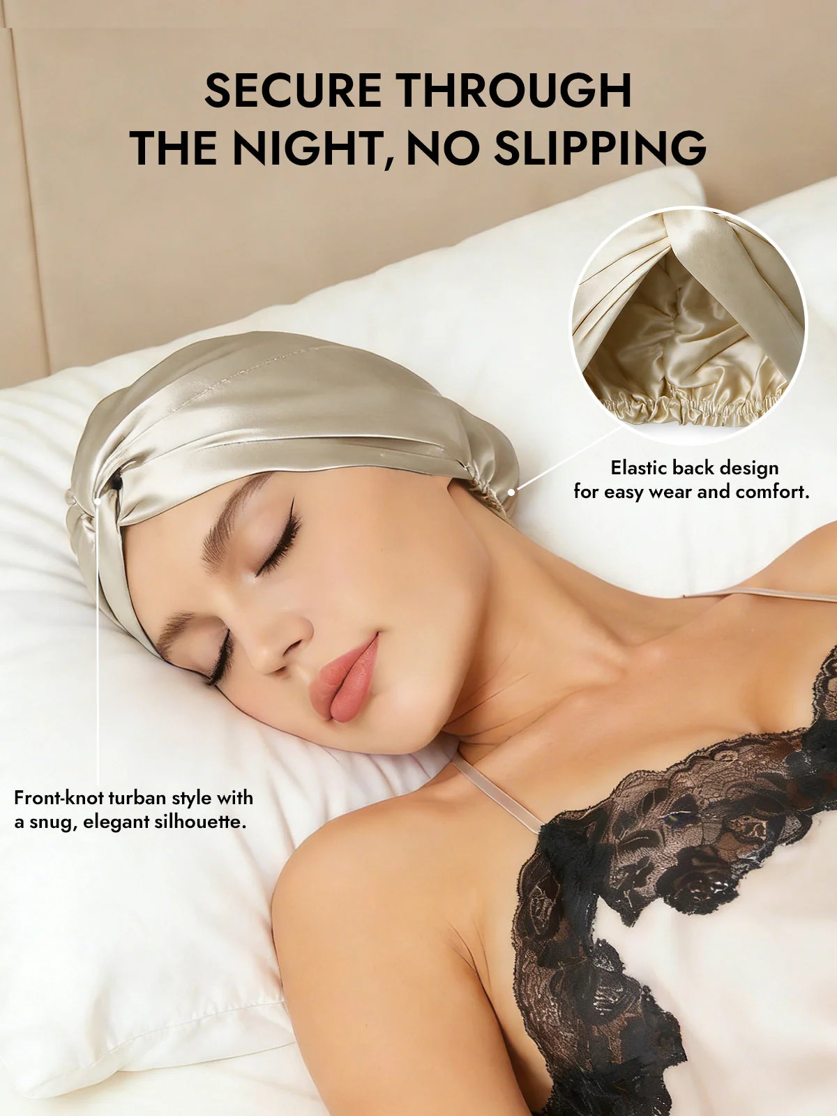 100% Mulberry Silk Turban for Sleeping Knot-Front Hair Wrap - Image 46