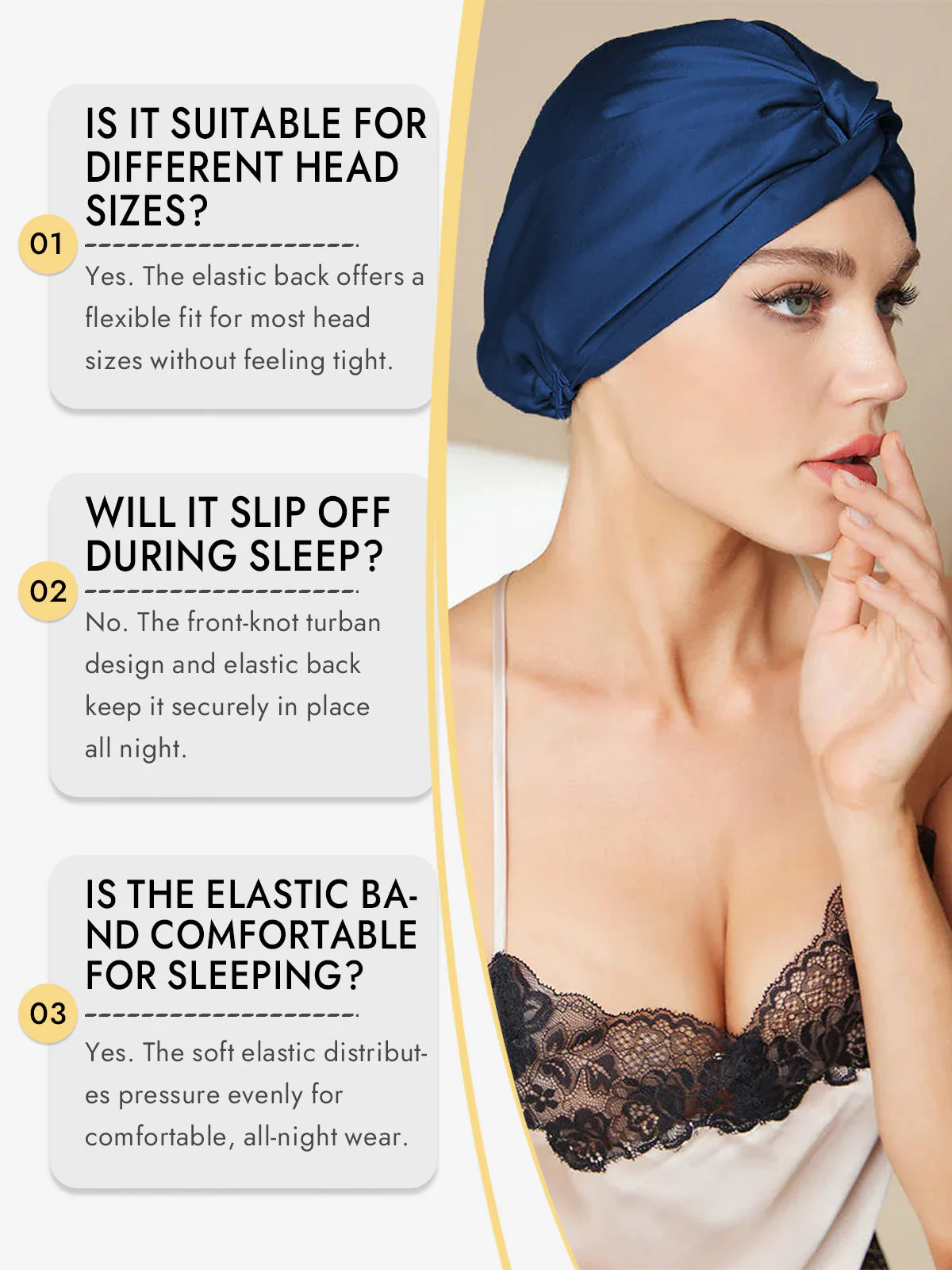 100% Mulberry Silk Turban for Sleeping Knot-Front Hair Wrap - Image 56