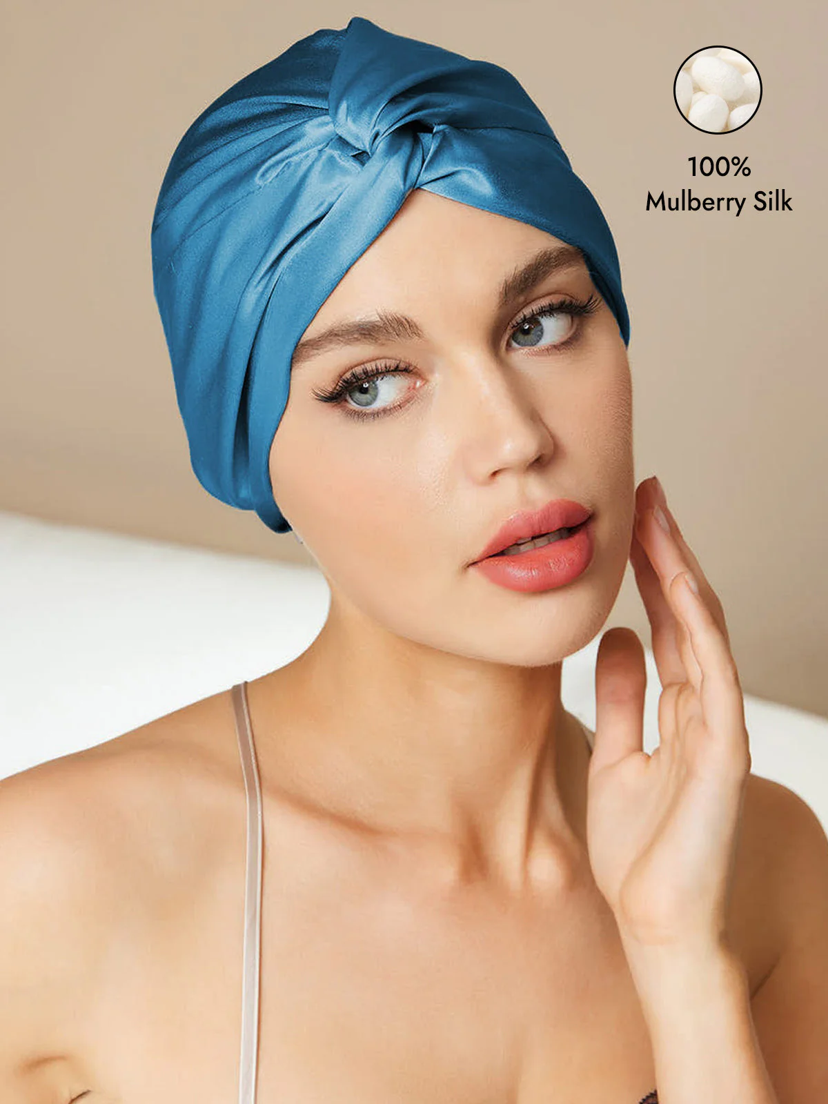 100% Mulberry Silk Turban for Sleeping Knot-Front Hair Wrap - Image 57