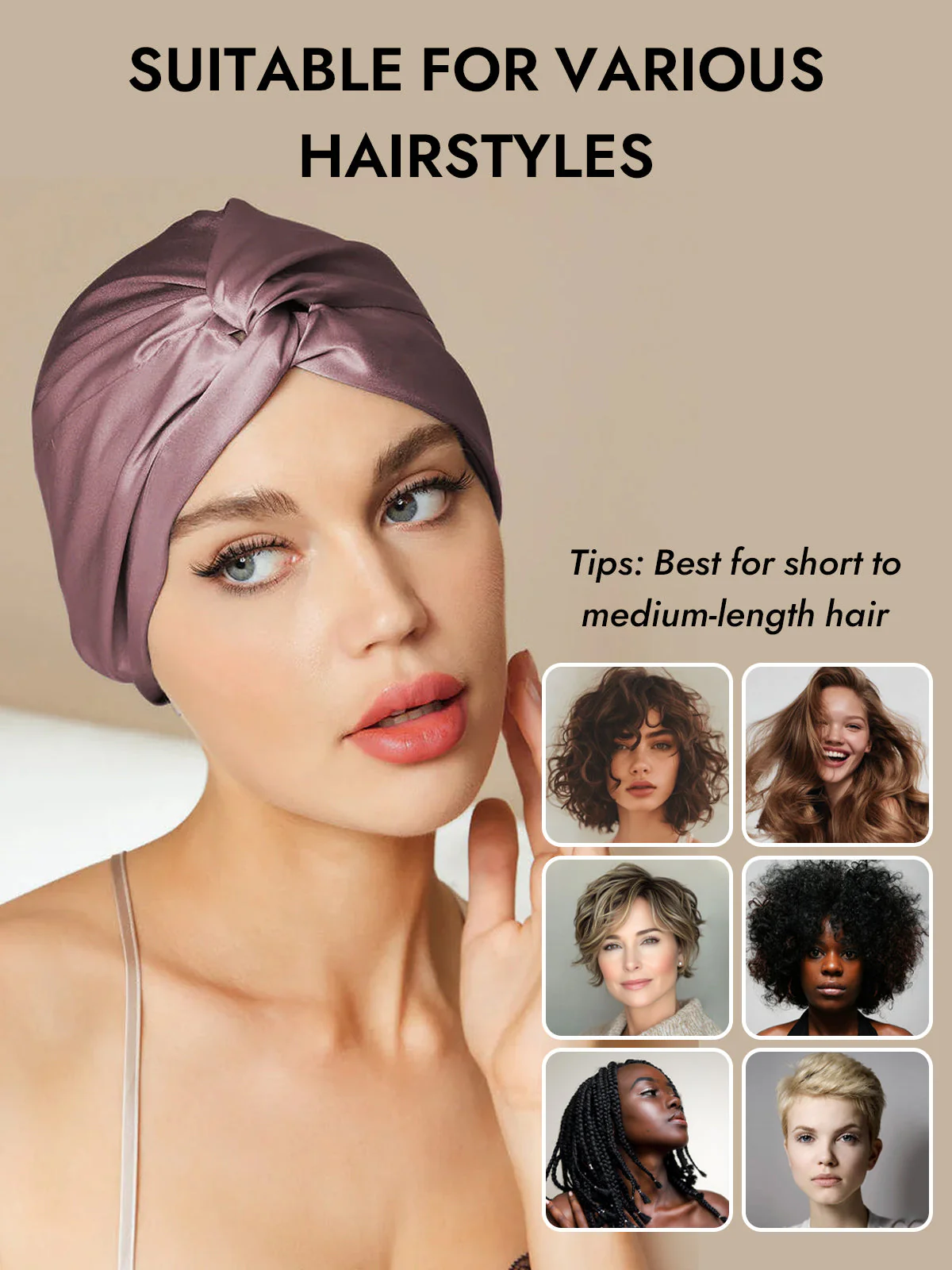 100% Mulberry Silk Turban for Sleeping Knot-Front Hair Wrap - Image 7