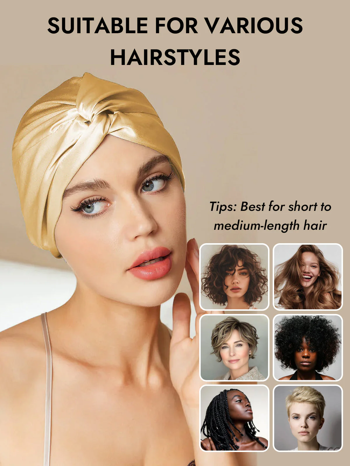 100% Mulberry Silk Turban for Sleeping Knot-Front Hair Wrap - Image 71