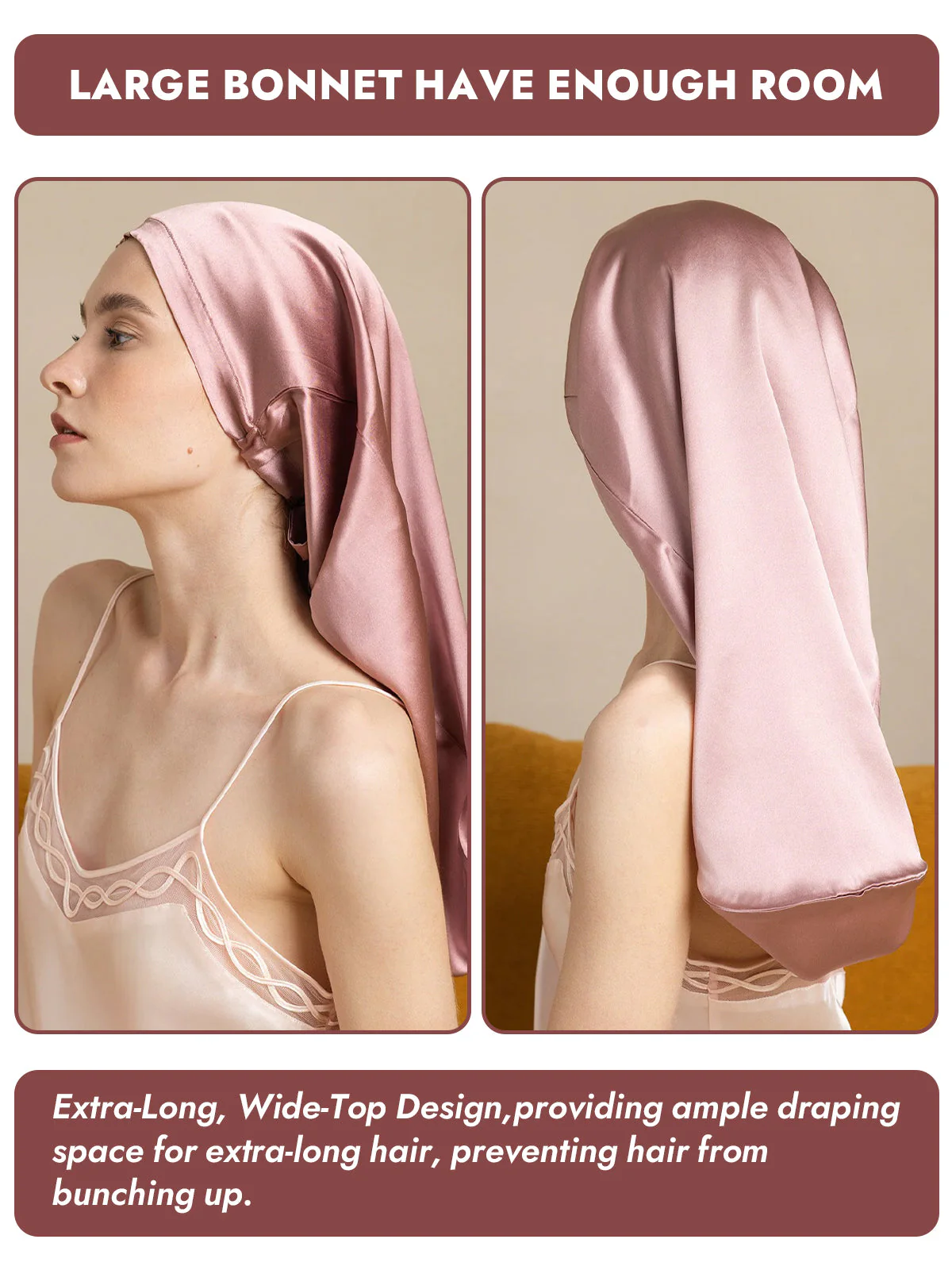 100% Mulberry Silk Elegant Bonnet for Long Hair - Image 3