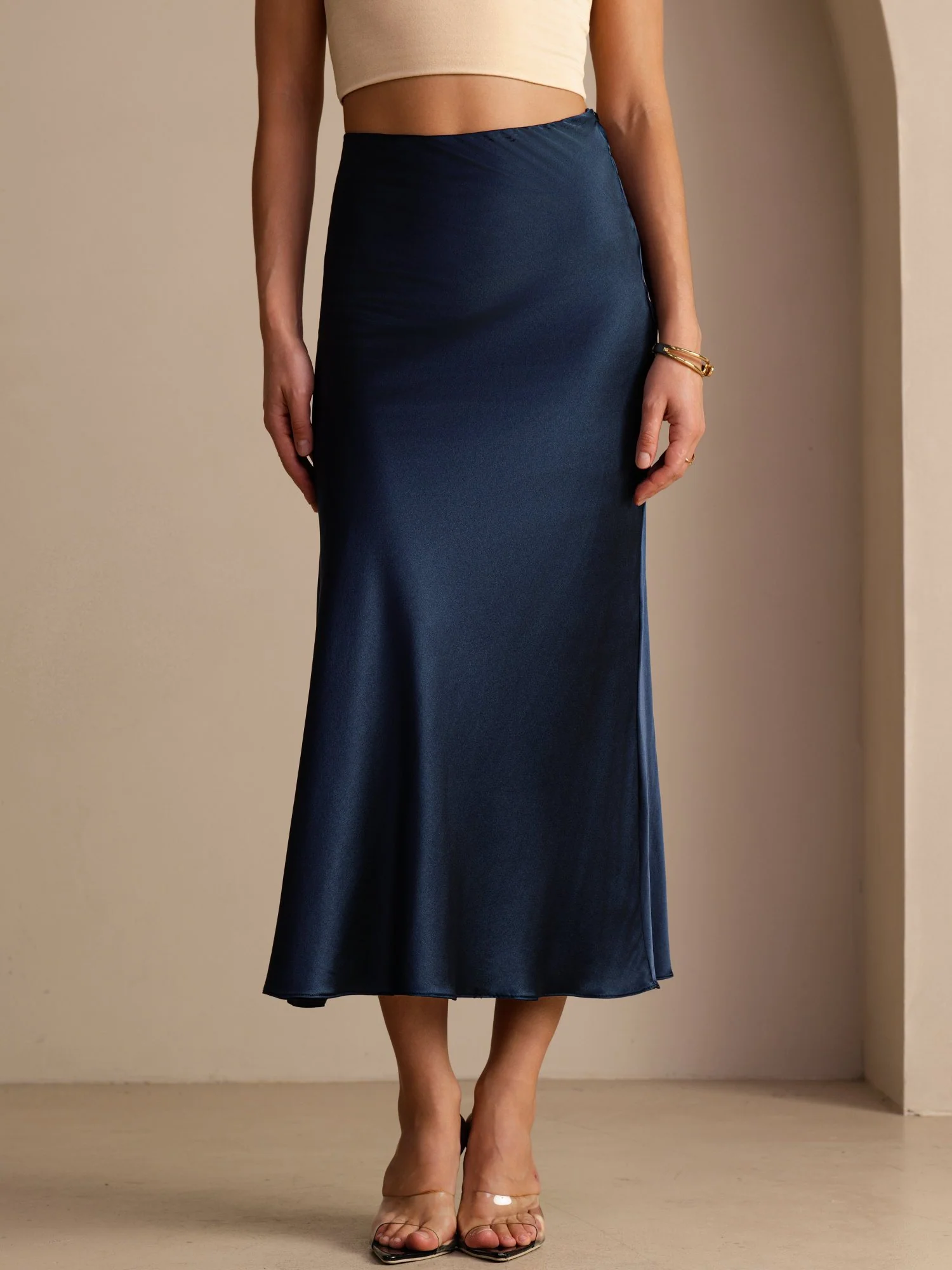 19Momme Silk High Waist Elegant Maxi Skirt - Image 10