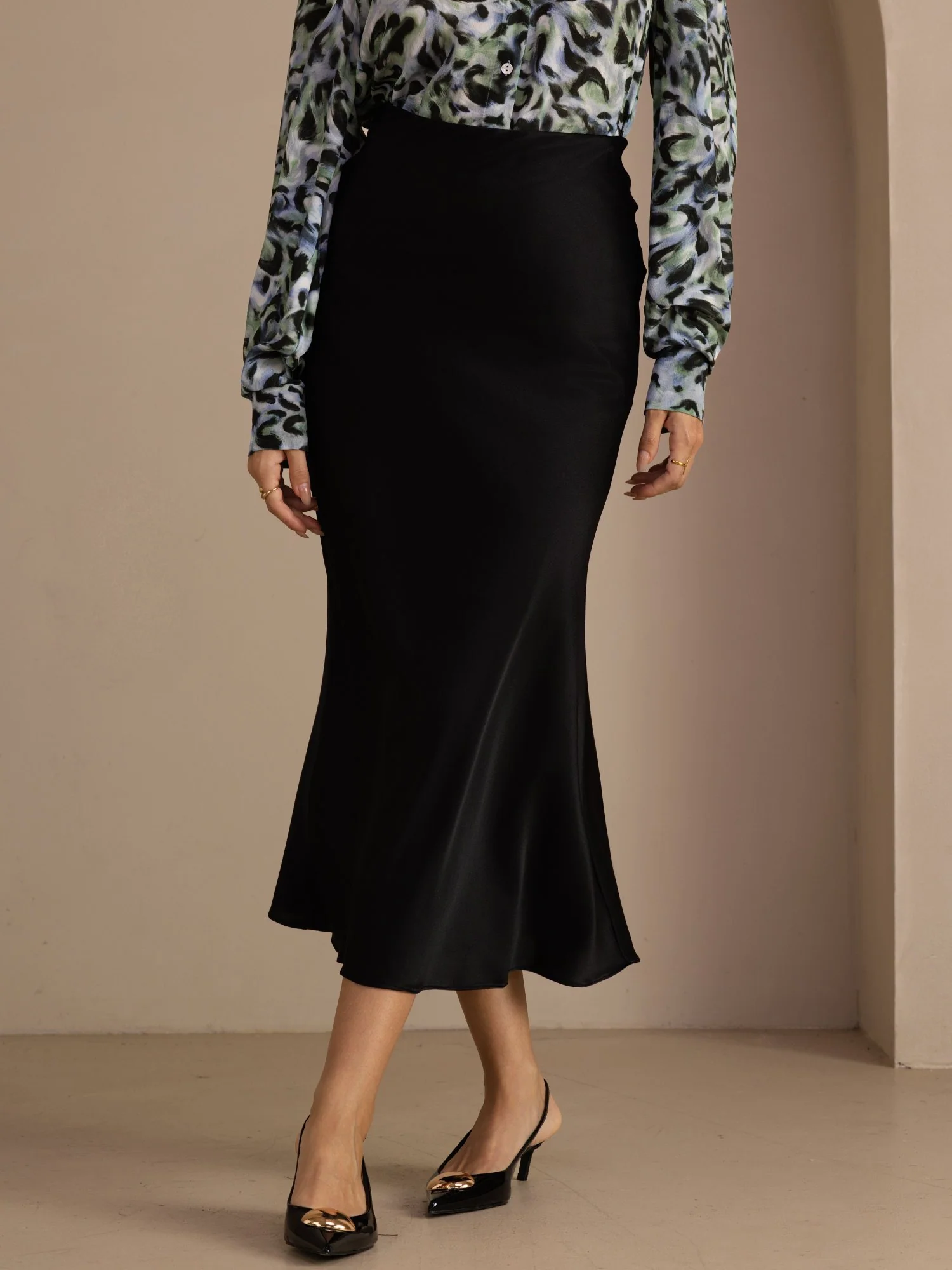 19Momme Silk High Waist Elegant Maxi Skirt - Image 14