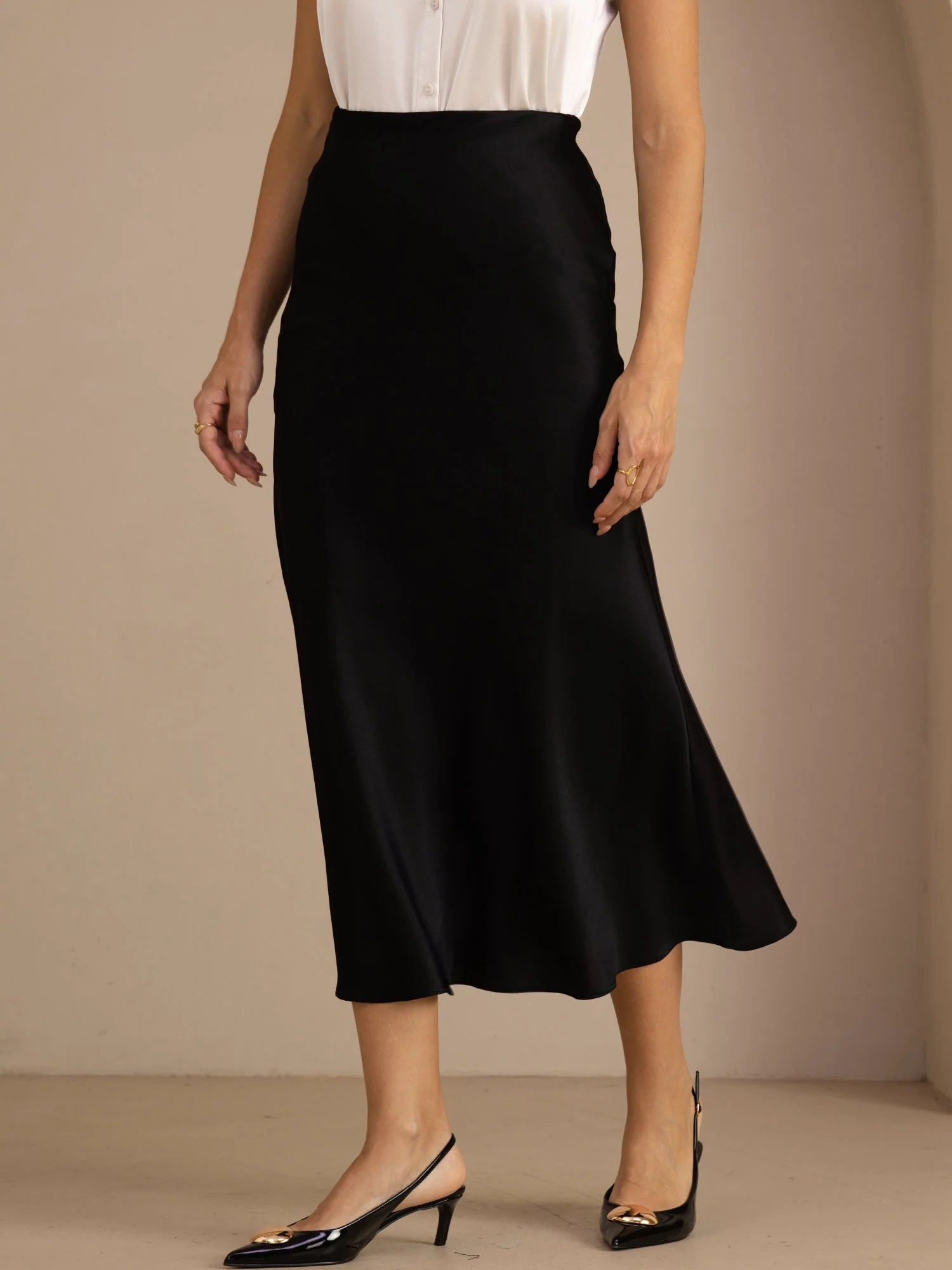 19Momme Silk High Waist Elegant Maxi Skirt - Image 17