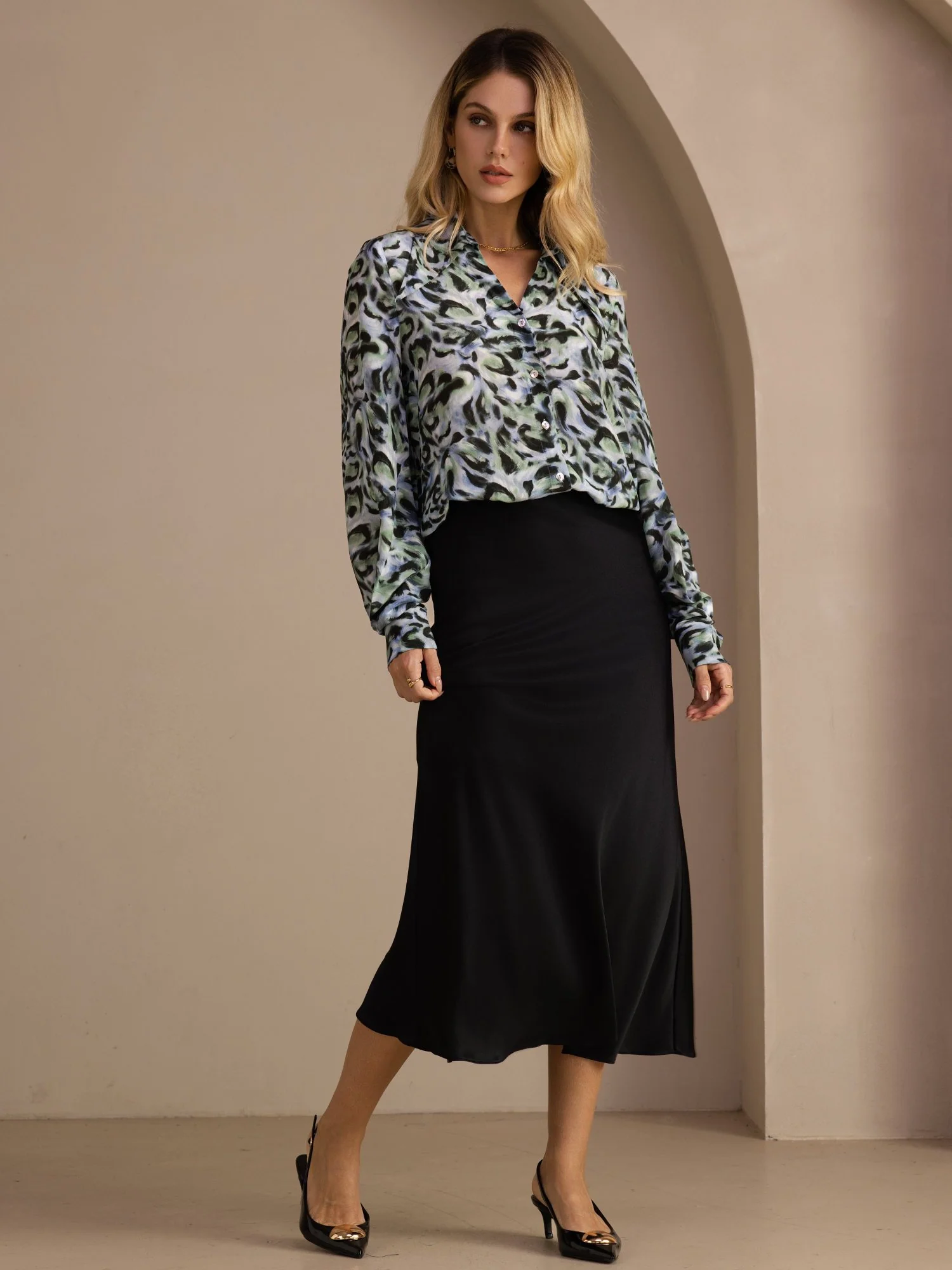 19Momme Silk High Waist Elegant Maxi Skirt - Image 20