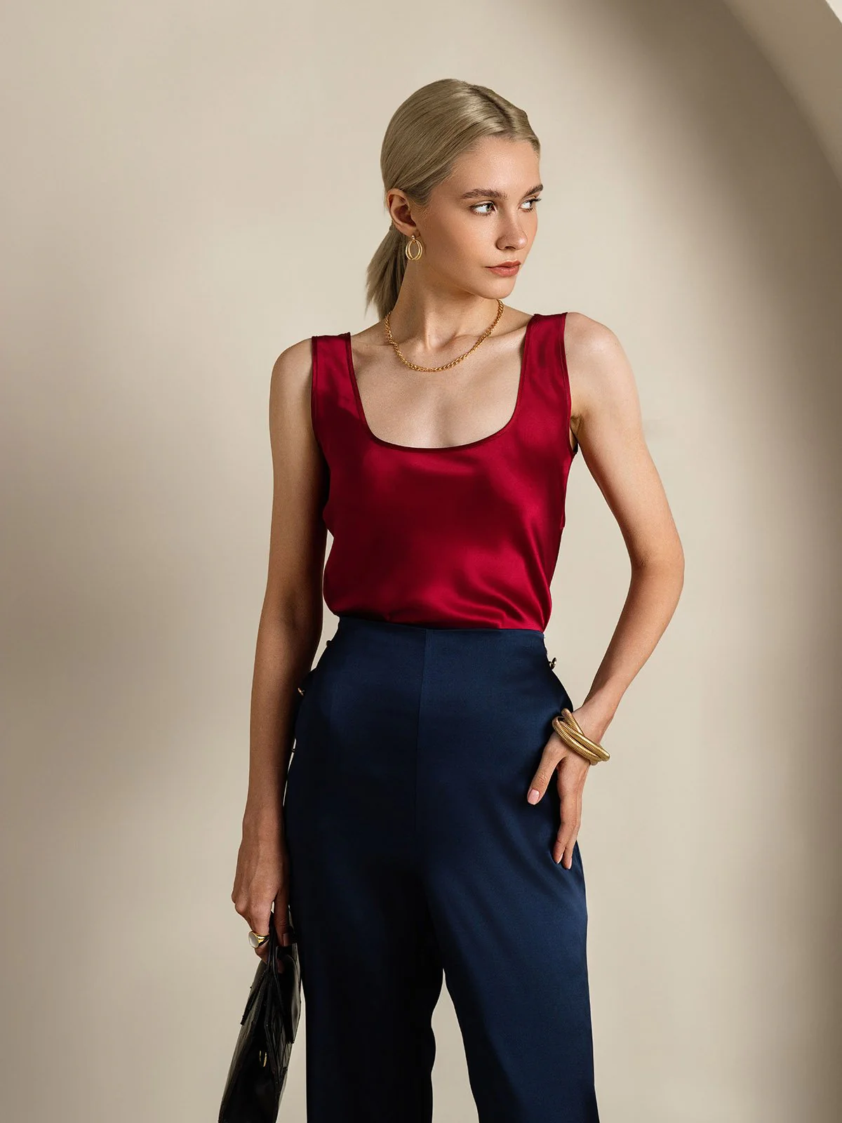 19Momme Silk Sleeveless U Neck Women's Tank Top - Image 43