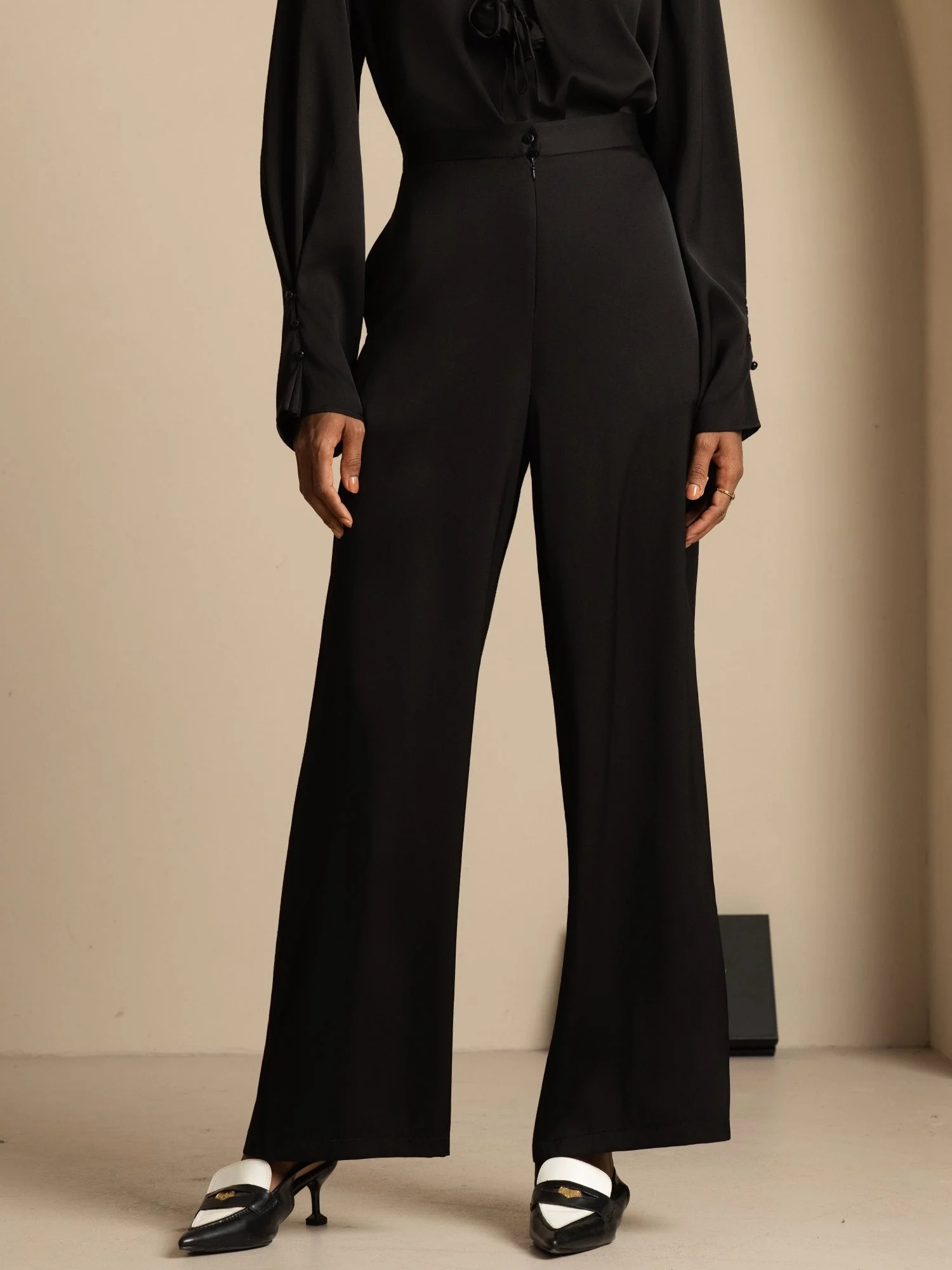 Clearance - 19Momme Silk Womenâs Wide-Leg High-Waist Business Casual Pants - Image 10