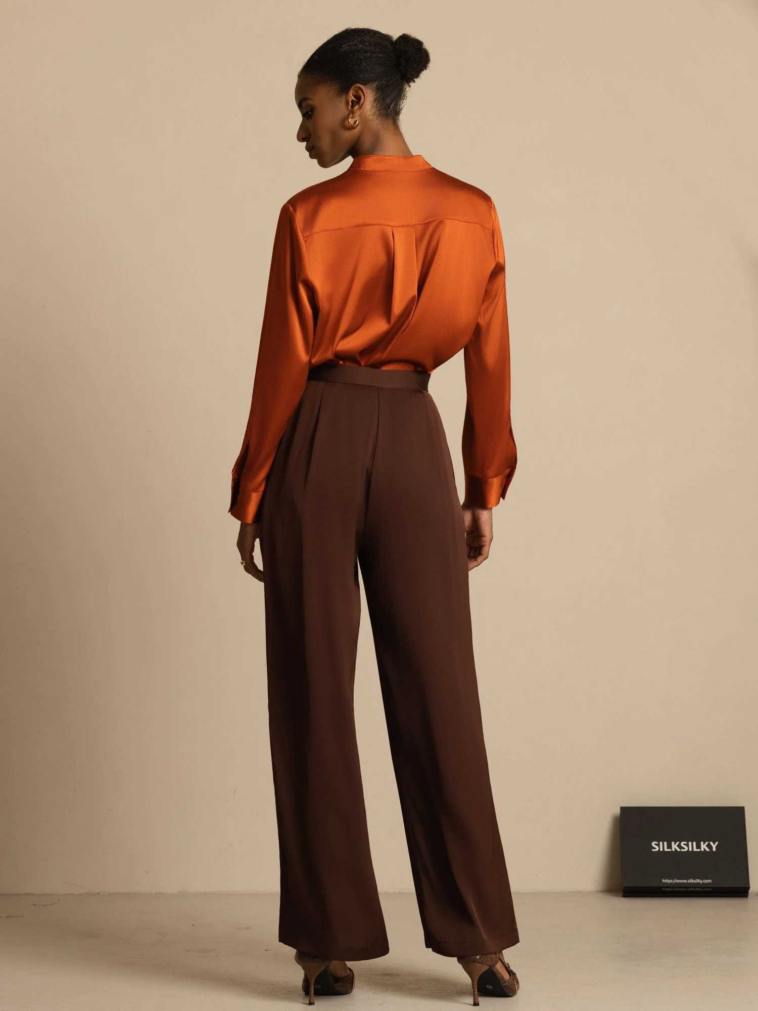Clearance - 19Momme Silk Womenâs Wide-Leg High-Waist Business Casual Pants - Image 2