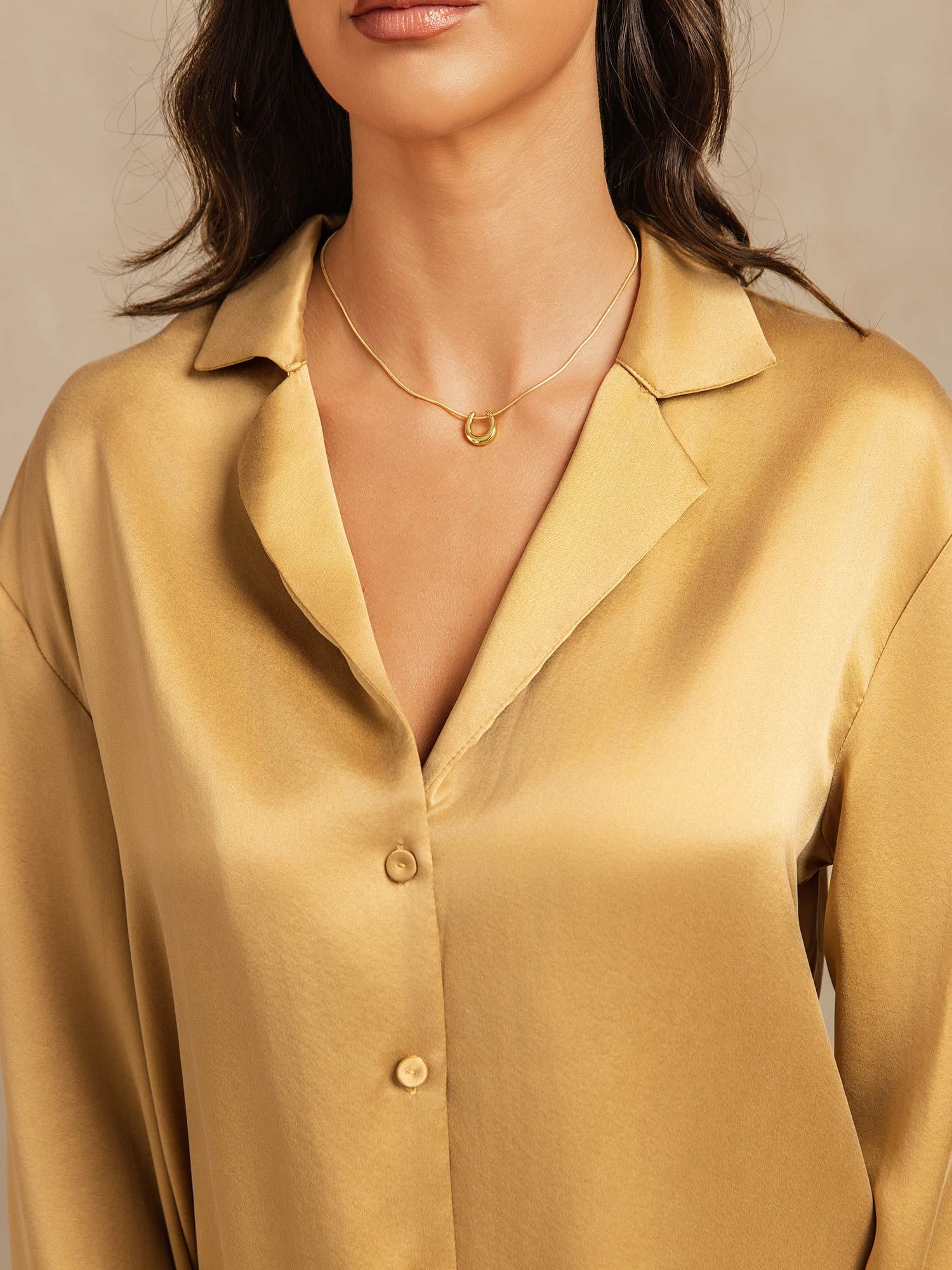Clearance - 19Momme Washable Silk Long Sleeve Notch Collar Women's Pajamas Set - Image 28