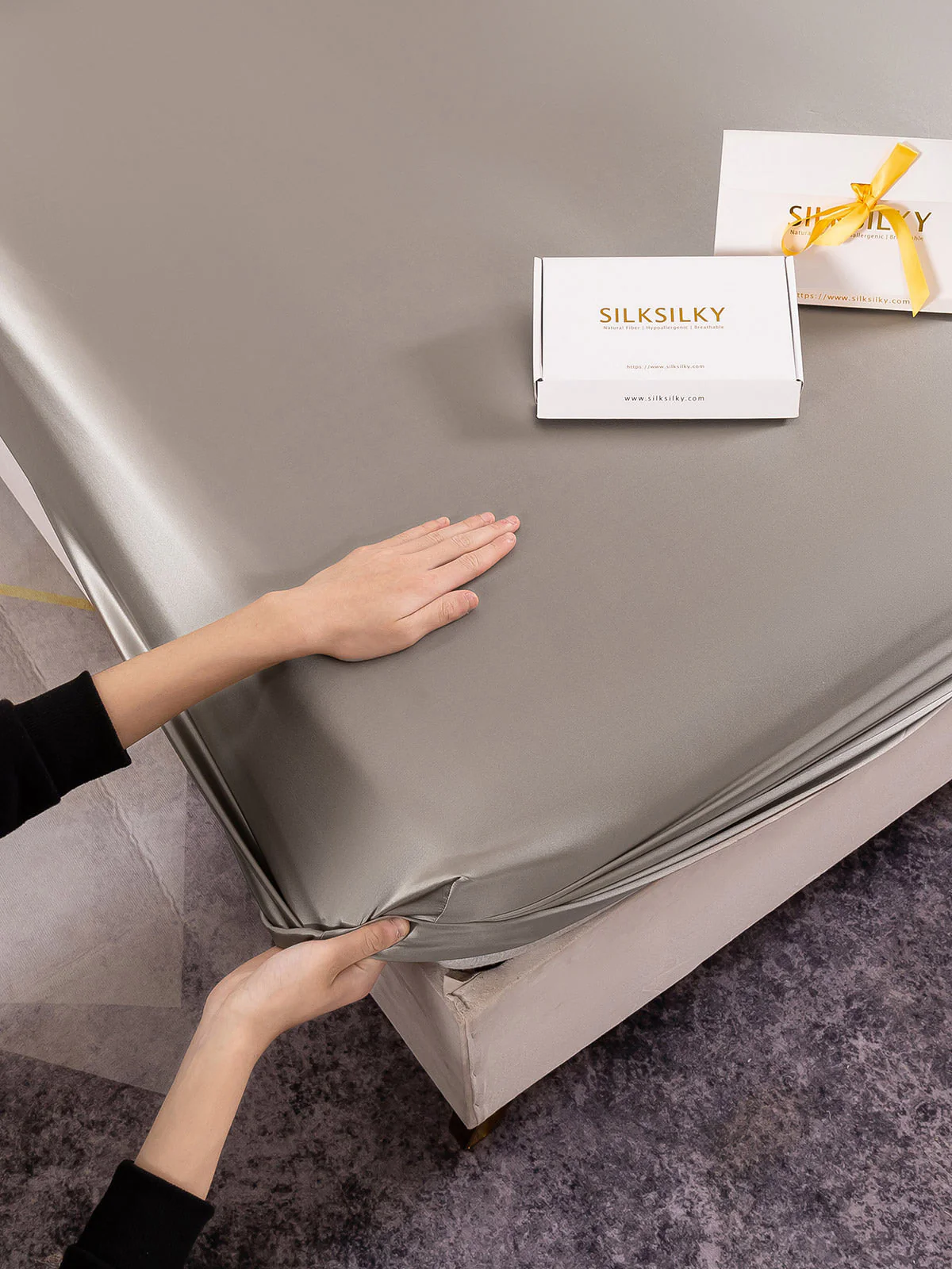22Momme 3Pcs Silk Set Fitted Sheet+2x Pillowcases - Image 15