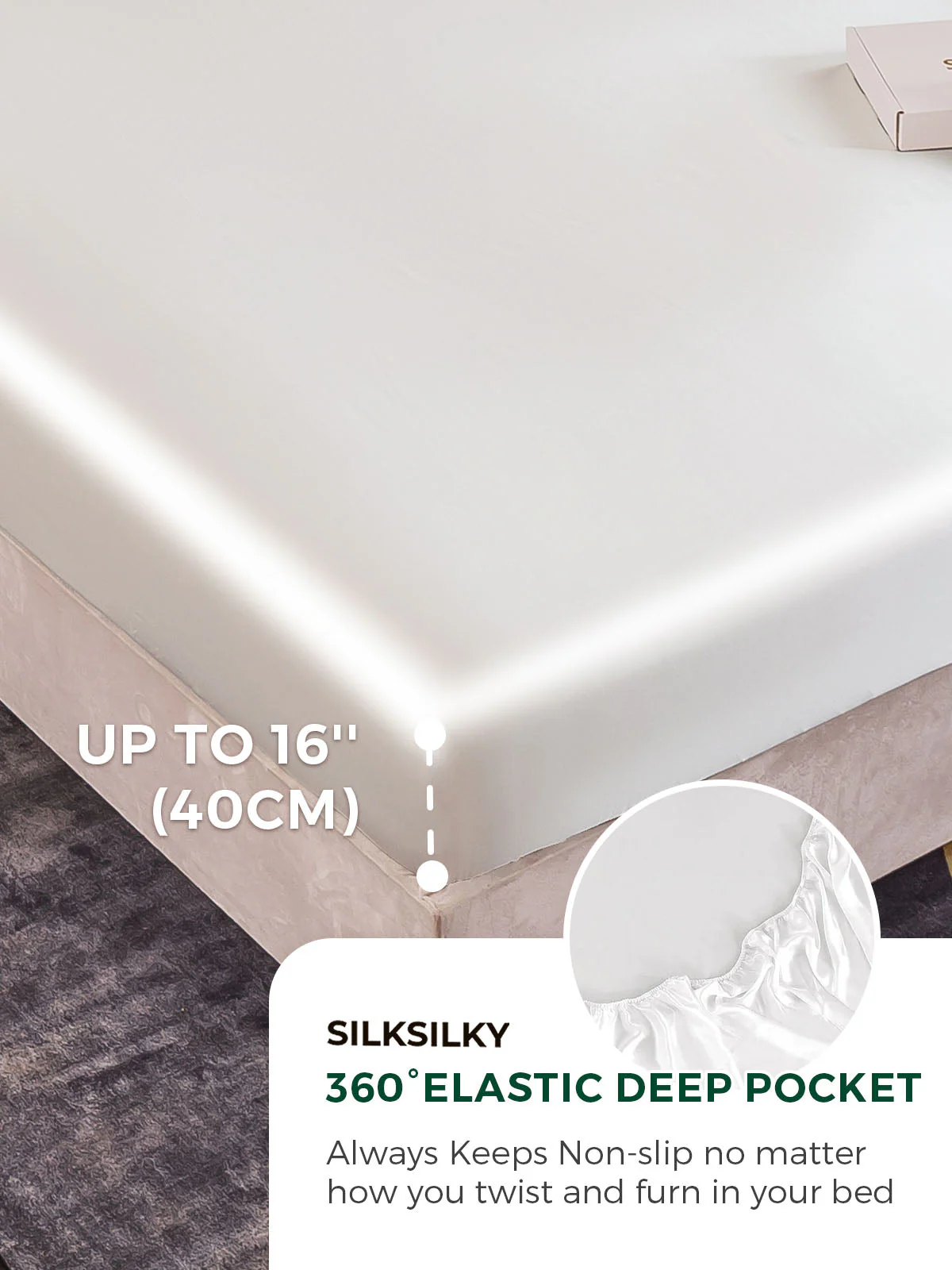 22Momme 3Pcs Silk Set Fitted Sheet+2x Pillowcases - Image 4