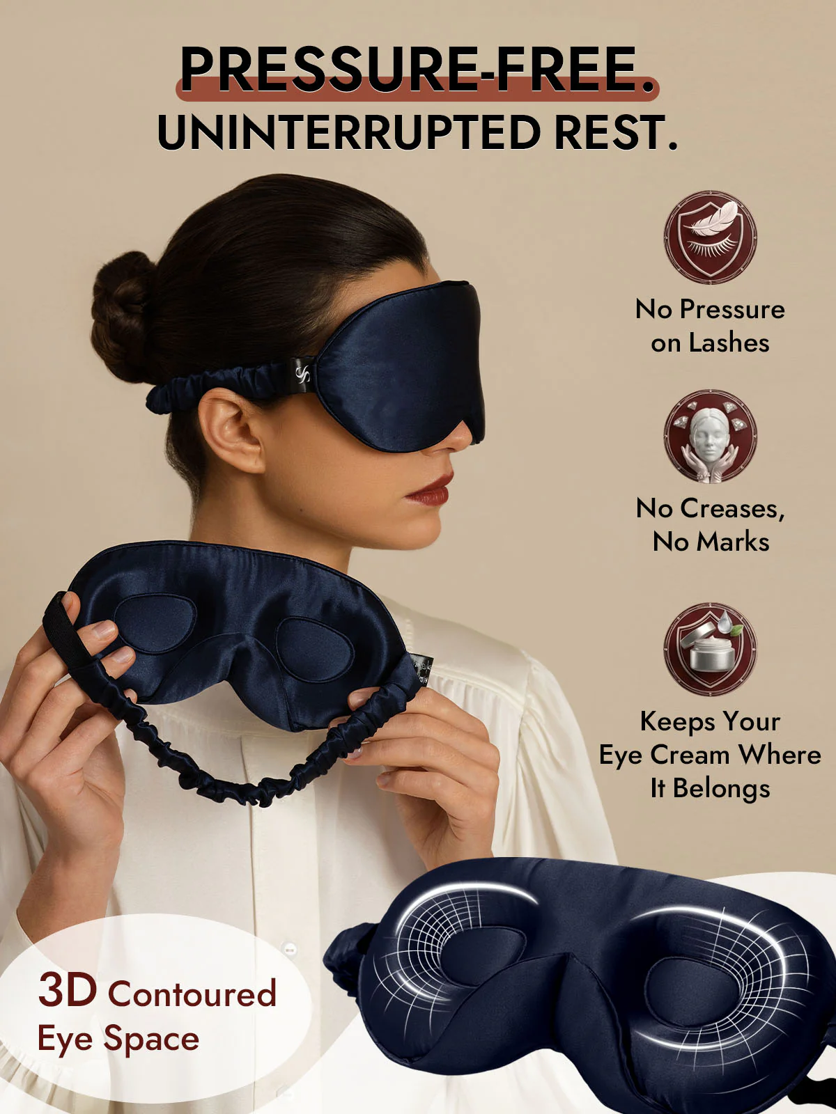 22 Momme 100% Mulberry Silk 3D Sleep Mask With Upgraded Nose Wings - Image 30