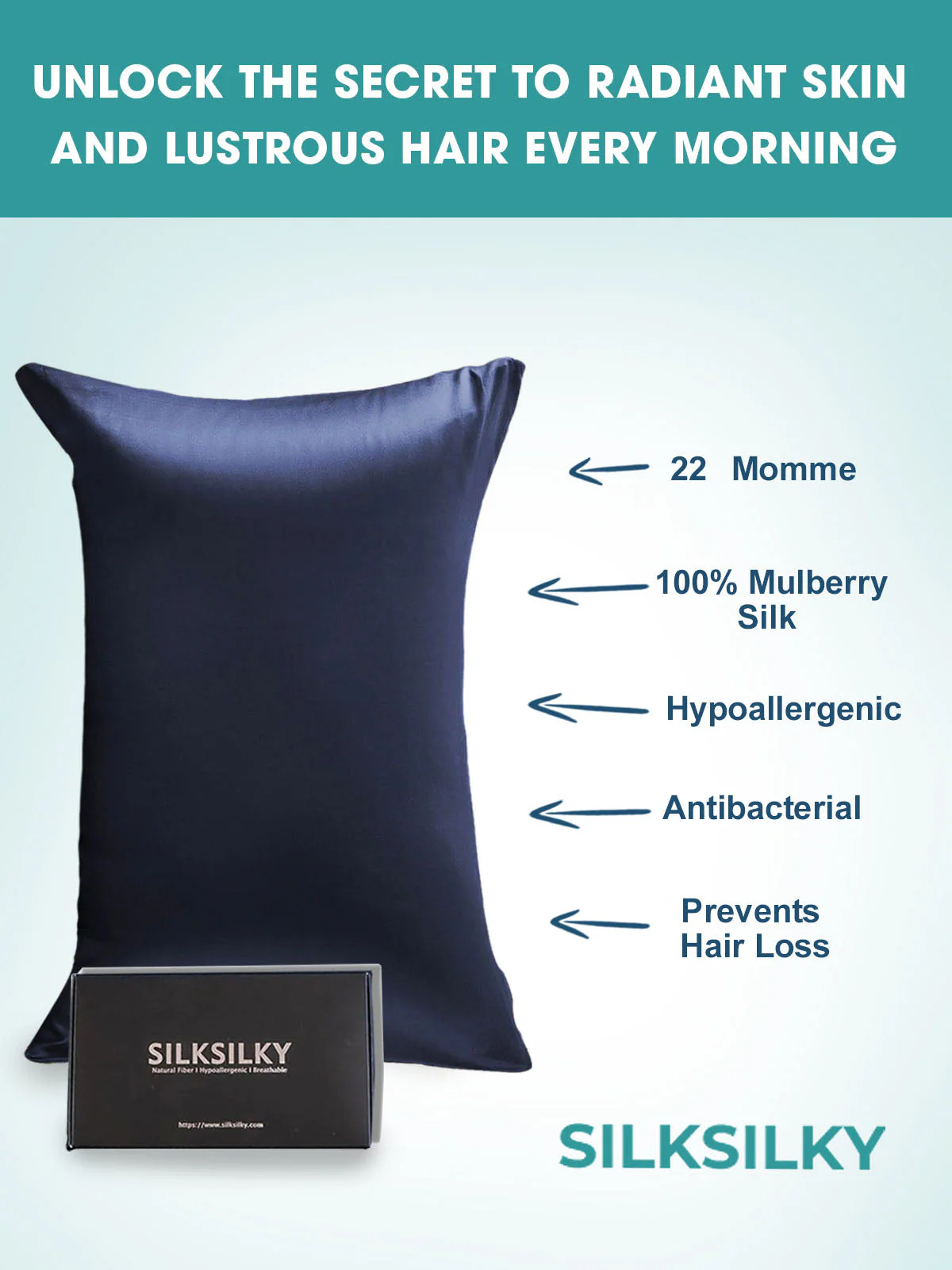 22Momme 100% Mulberry Silk Pillowcase - Hidden Zipper - Image 16