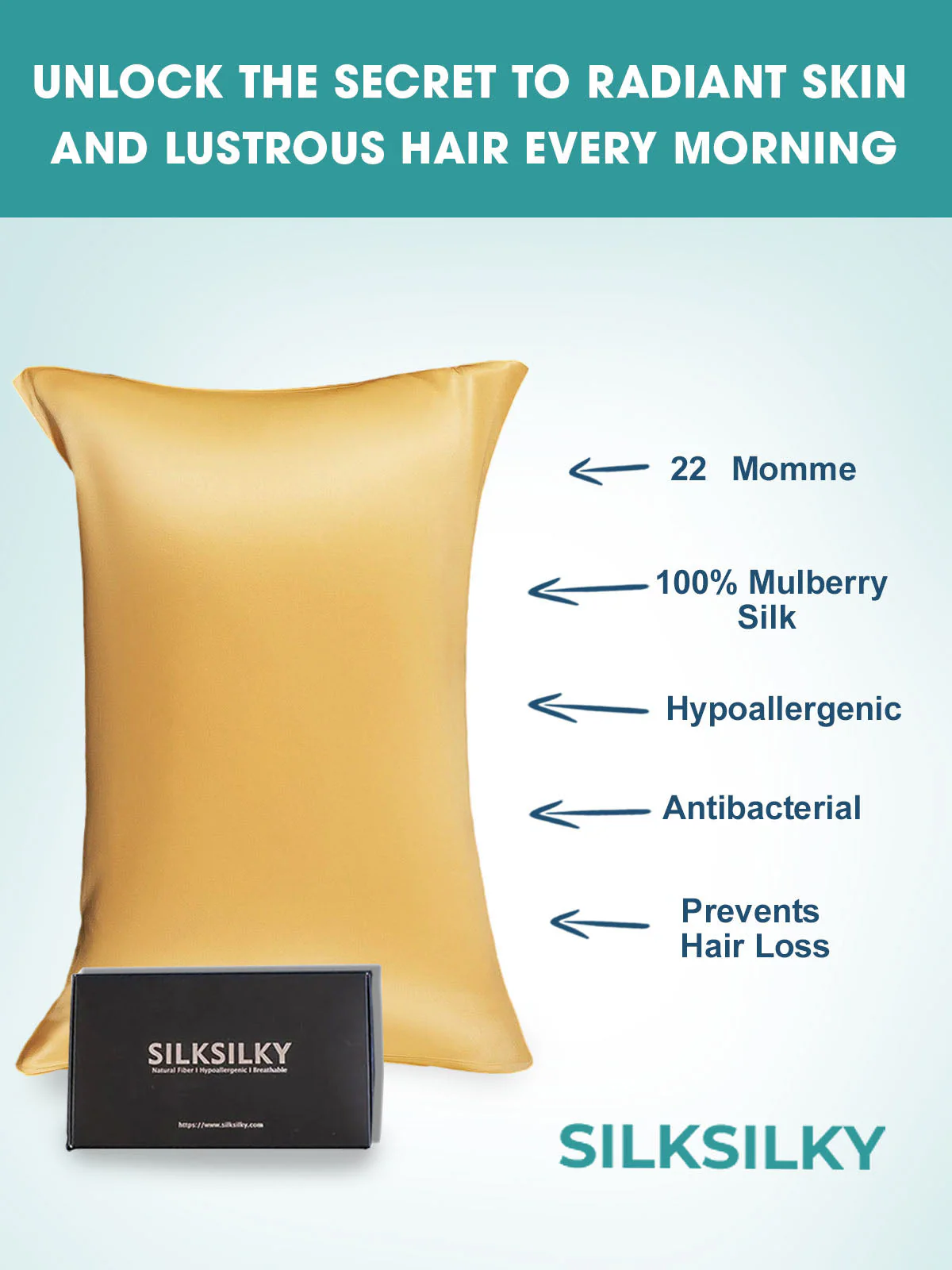 22Momme 100% Mulberry Silk Pillowcase - Hidden Zipper - Image 46
