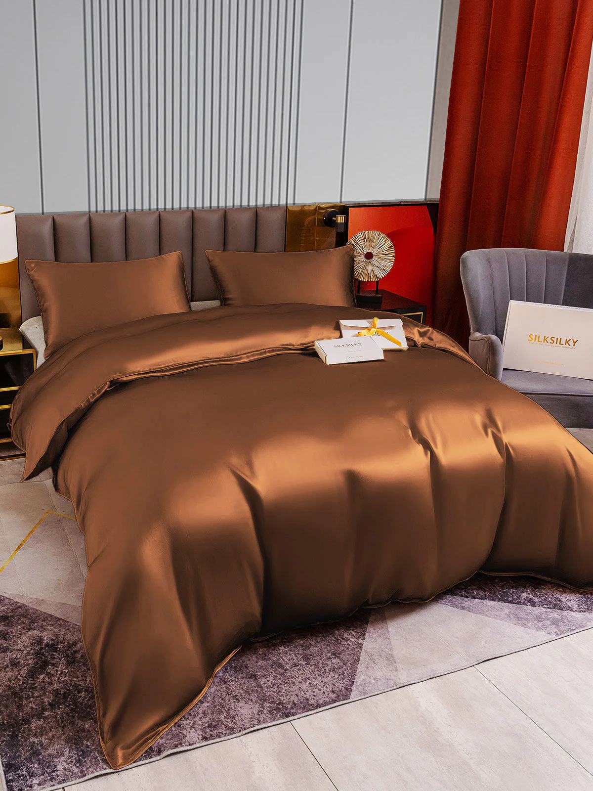 22Momme 3Pcs Silk Set Duvet Cover+2x Pillowcases - Image 51