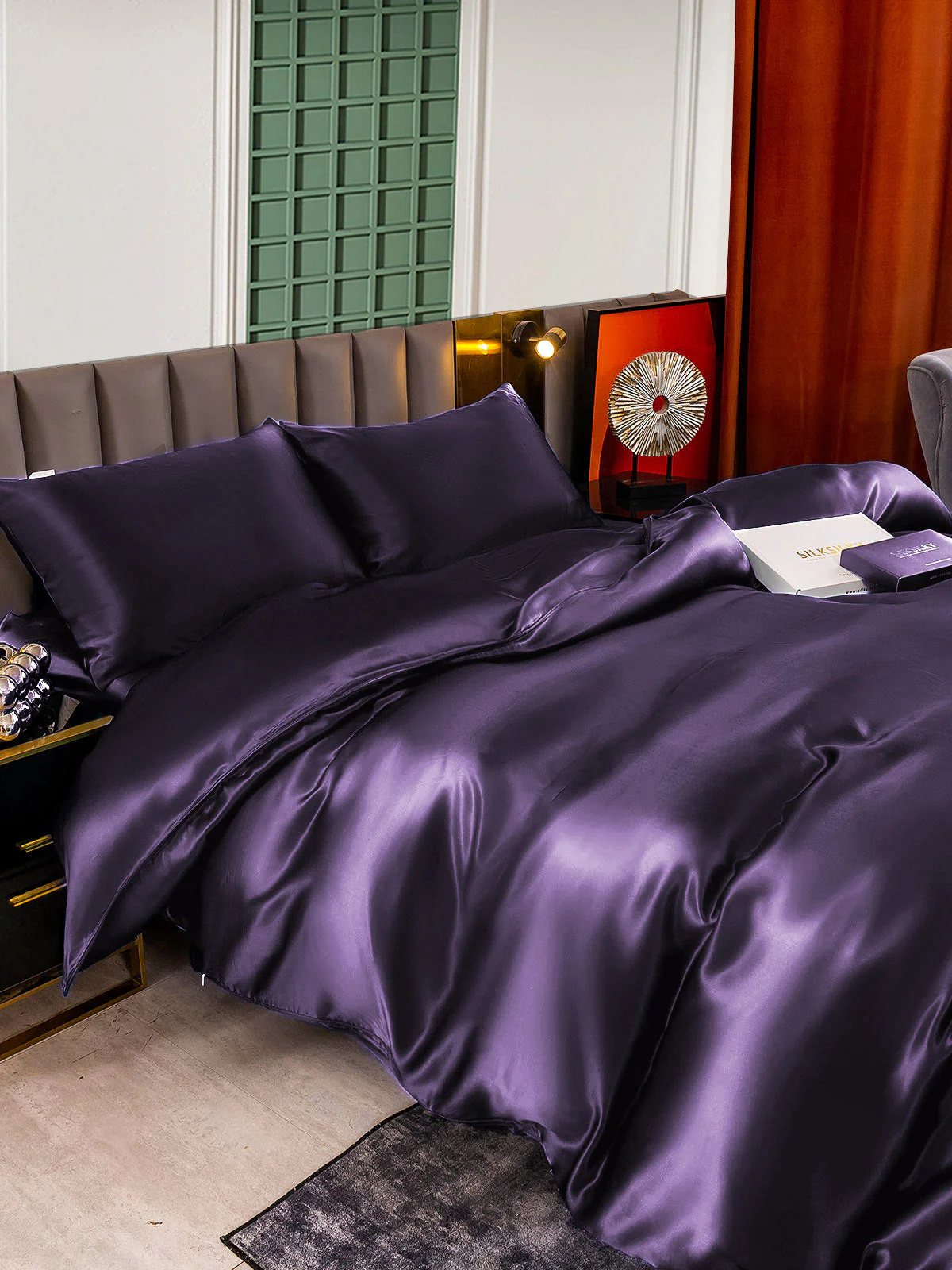 22Momme 4Pcs Silk Set Duvet Cover+Fitted Sheet+2x Pillowcases - Image 107