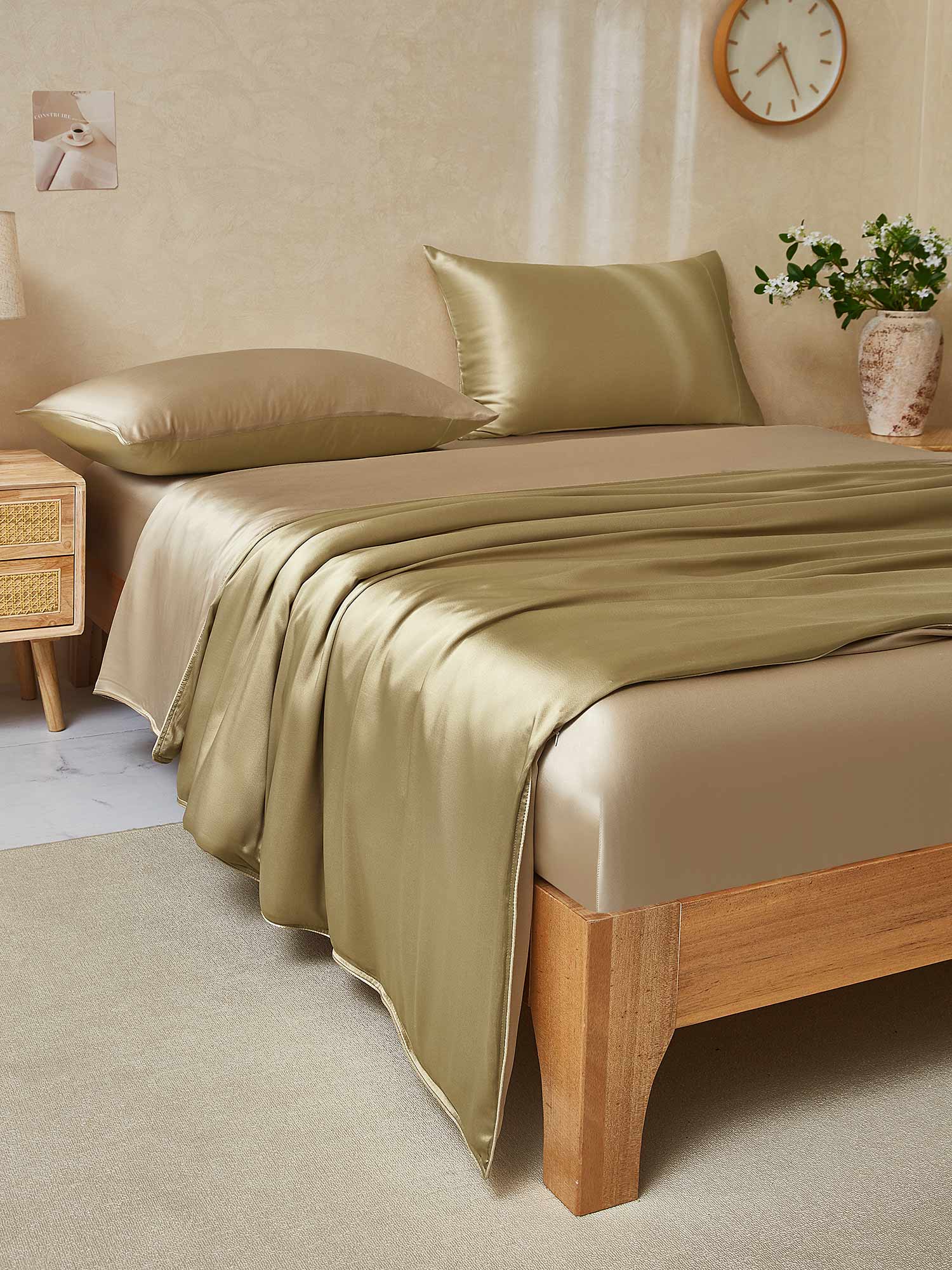 22Momme 4Pcs Silk Set Duvet Cover+Fitted Sheet+2x Pillowcases - Image 96