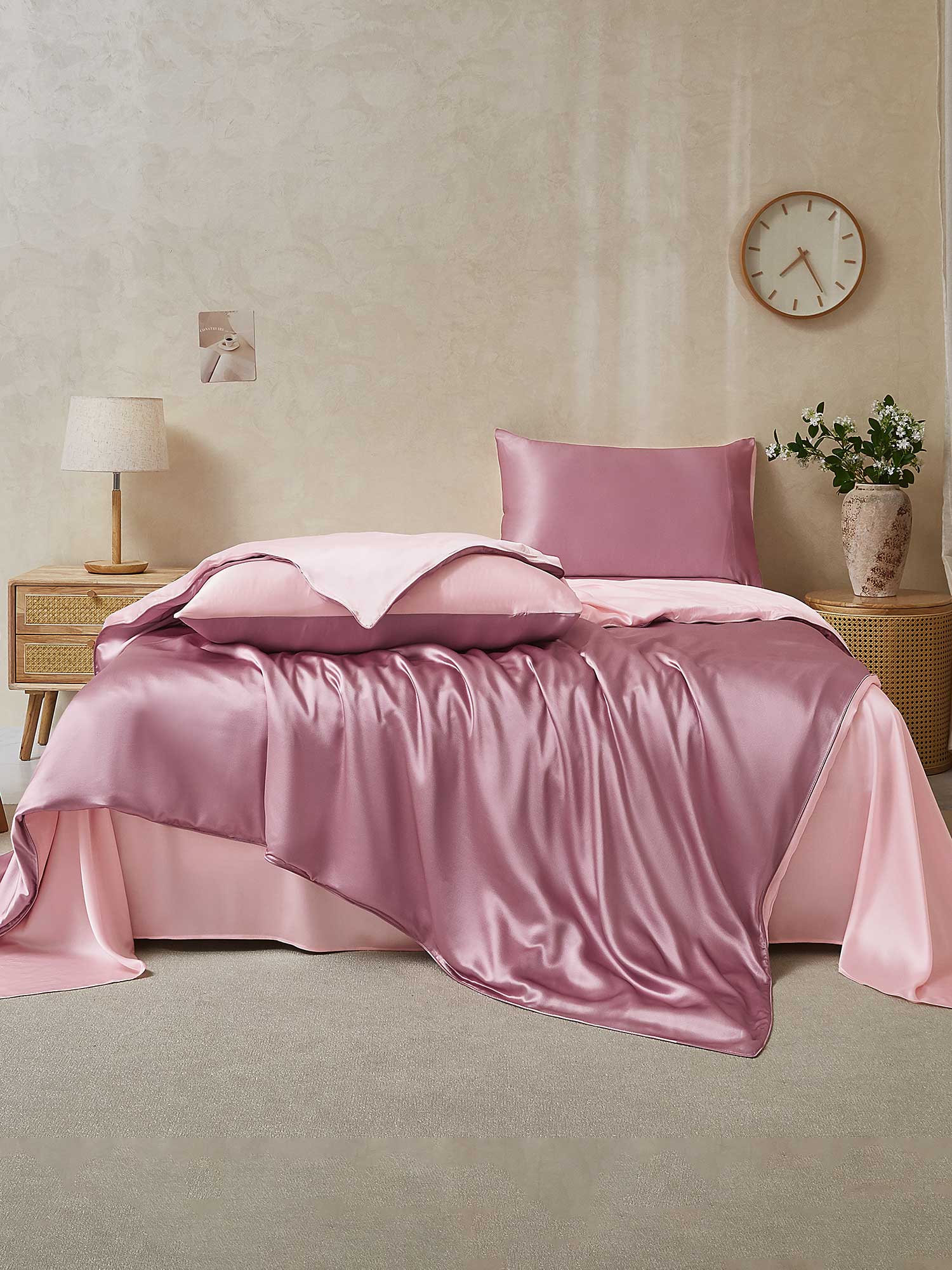 22Momme 4Pcs Silk Set Duvet Cover+Flat Sheet+2x Pillowcases - Image 82