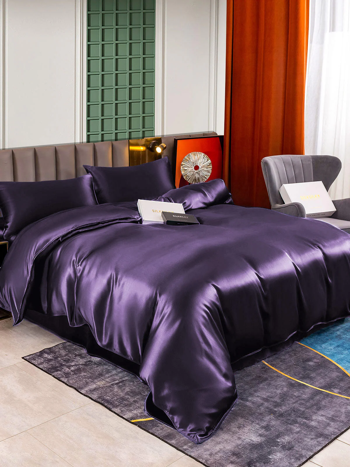 22Momme 4Pcs Silk Set Duvet Cover+Flat Sheet+2x Pillowcases - Image 92