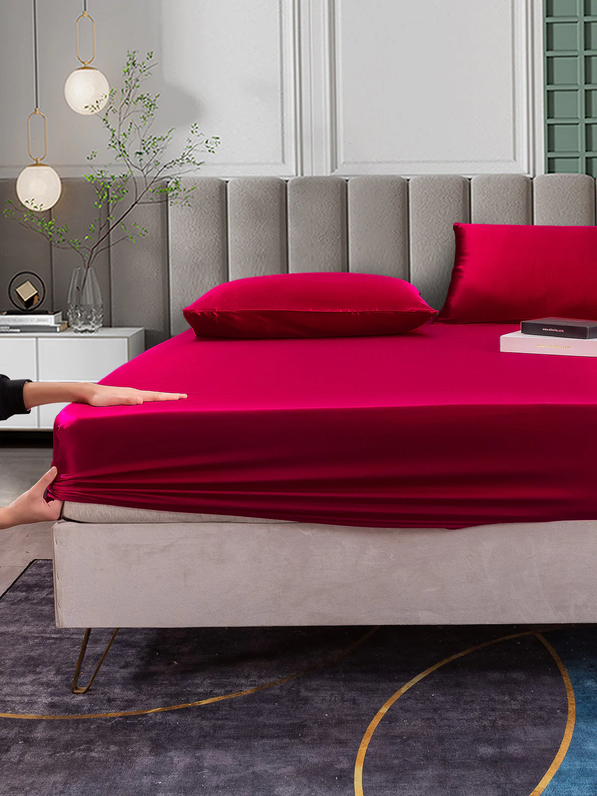 25Momme 3Pcs Silk Set Fitted Sheet+2x Pillowcases - Image 24