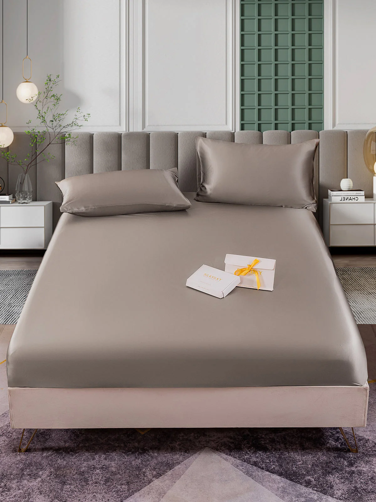 25Momme 3Pcs Silk Set Fitted Sheet+2x Pillowcases - Image 32