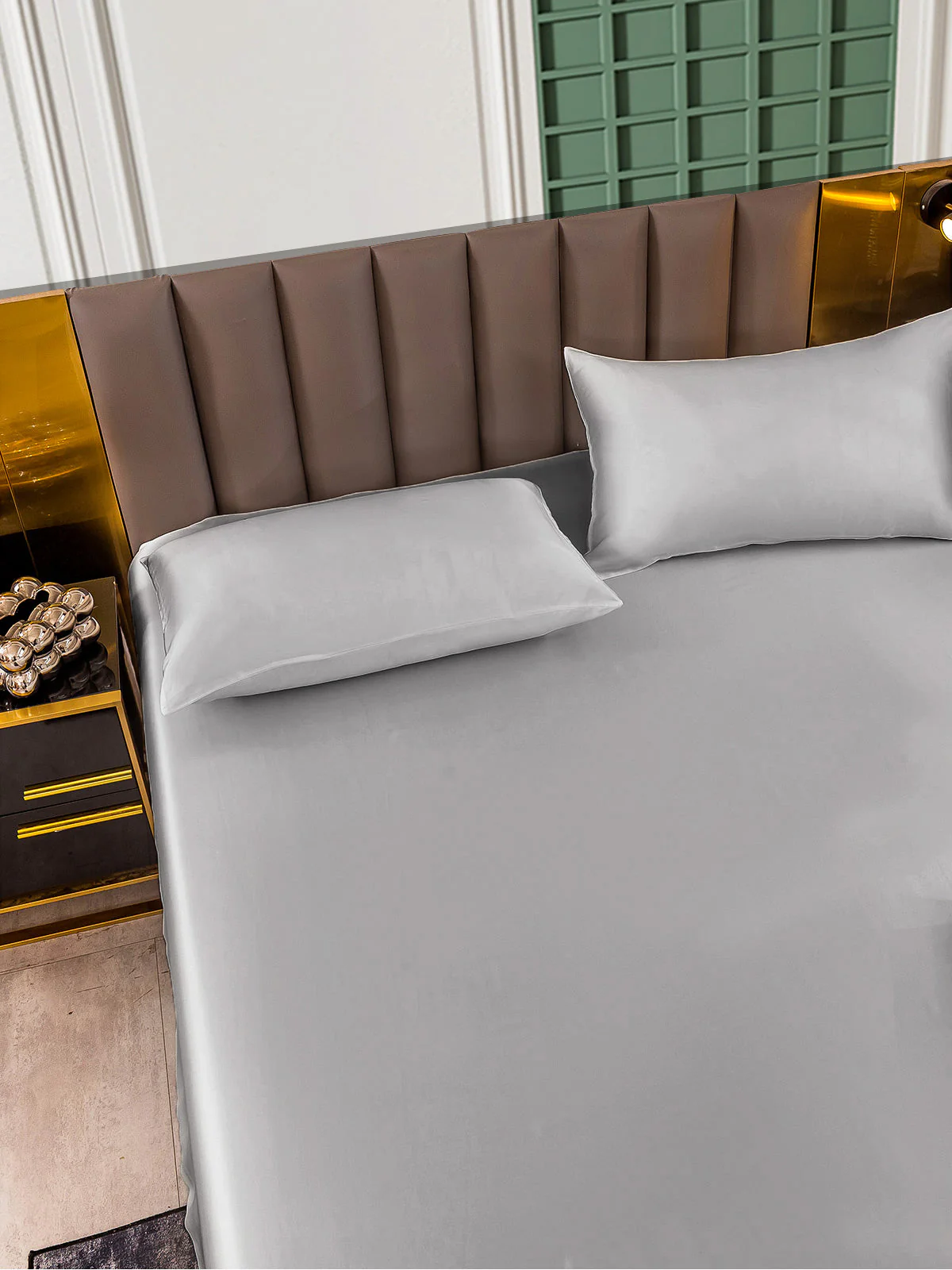 25Momme 3Pcs Silk Set Fitted Sheet+2x Pillowcases - Image 53