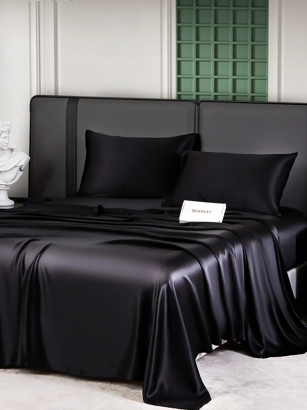 25Momme Silk 4Pcs Set Fitted&Flat Sheets+2x Pillowcases - Image 34
