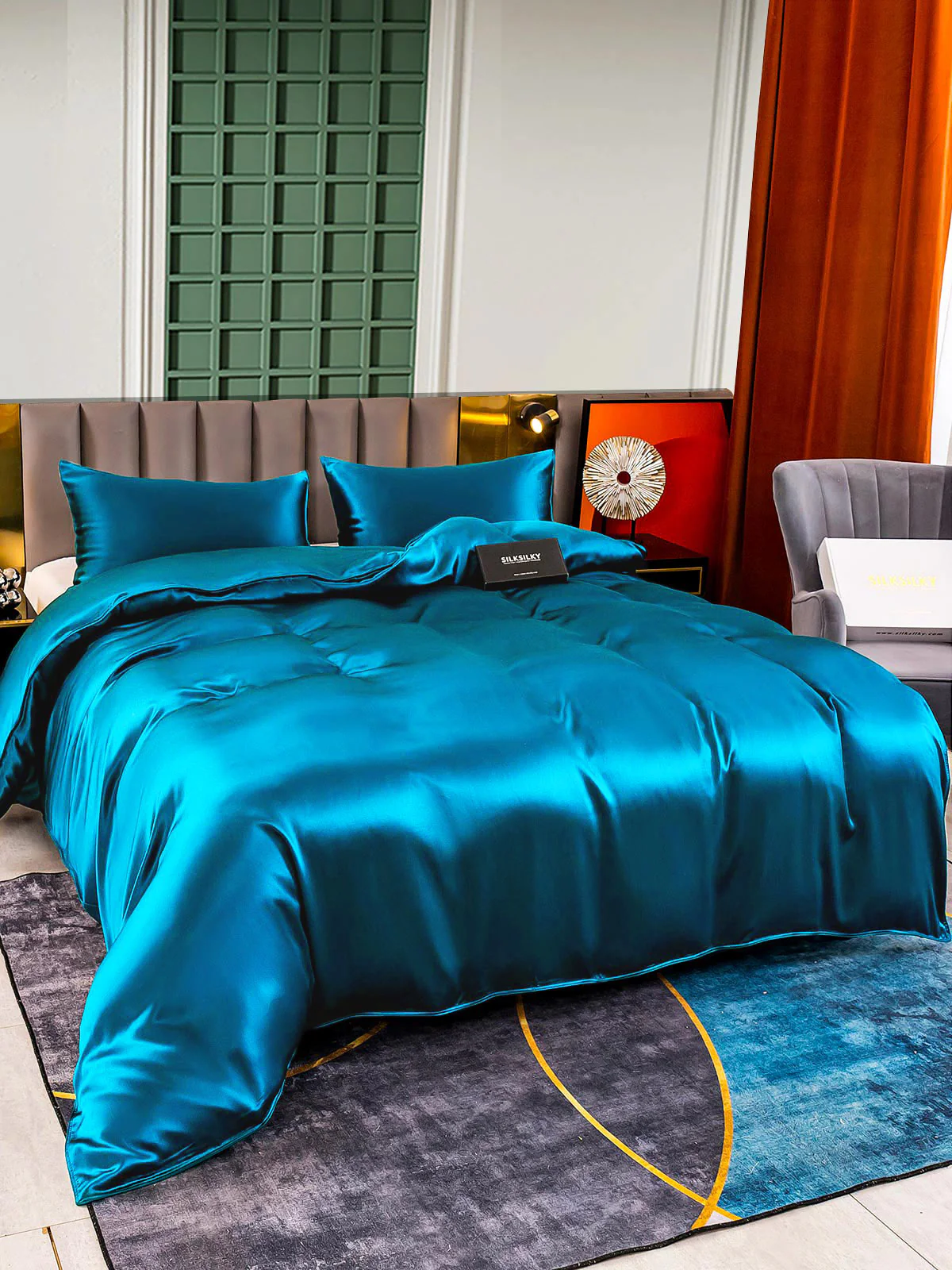 25Momme 3Pcs Silk Set Duvet Cover+2x Pillowcases - Image 38